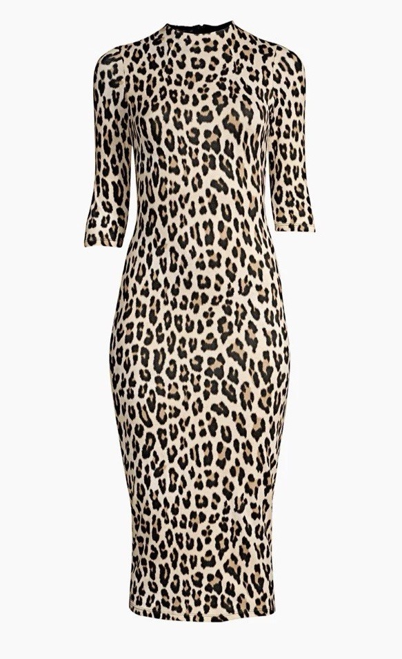 Alice + Olivia Delora Leopard Jersey Midi Dress Size 6 $330