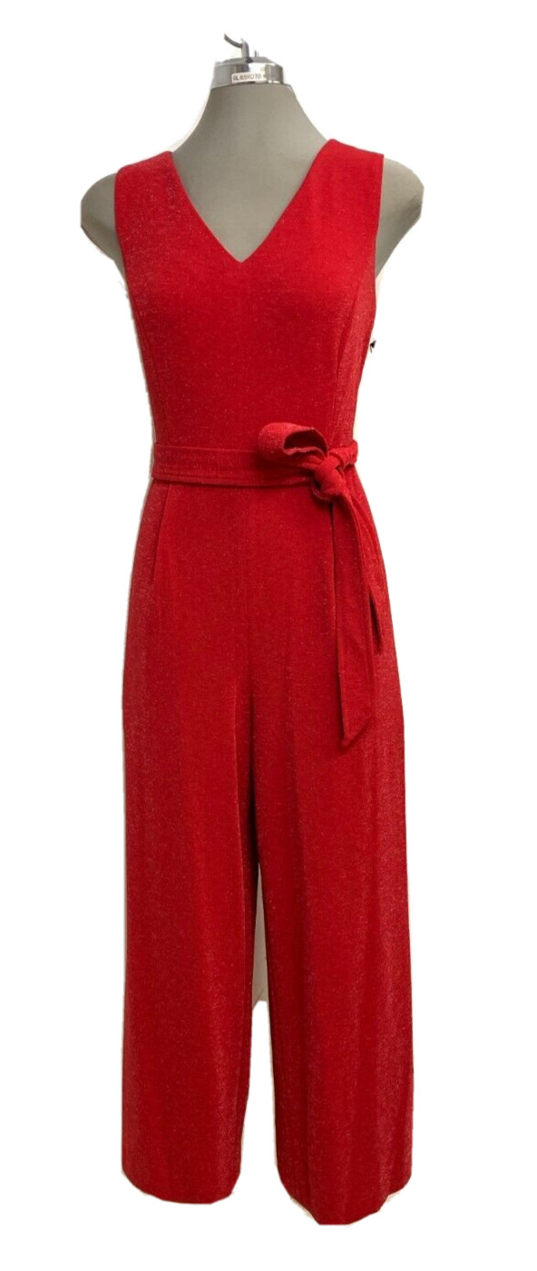 NEW Calvin Klein Elegant RED / SILVER Metallic Women’s Jumpsuit Romper size 4