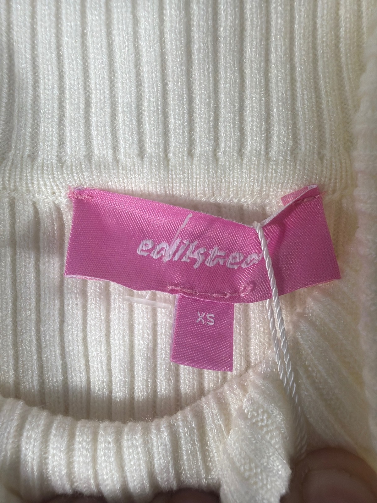 Edikted Cream Ribbed Turtleneck Sweater Dress XS