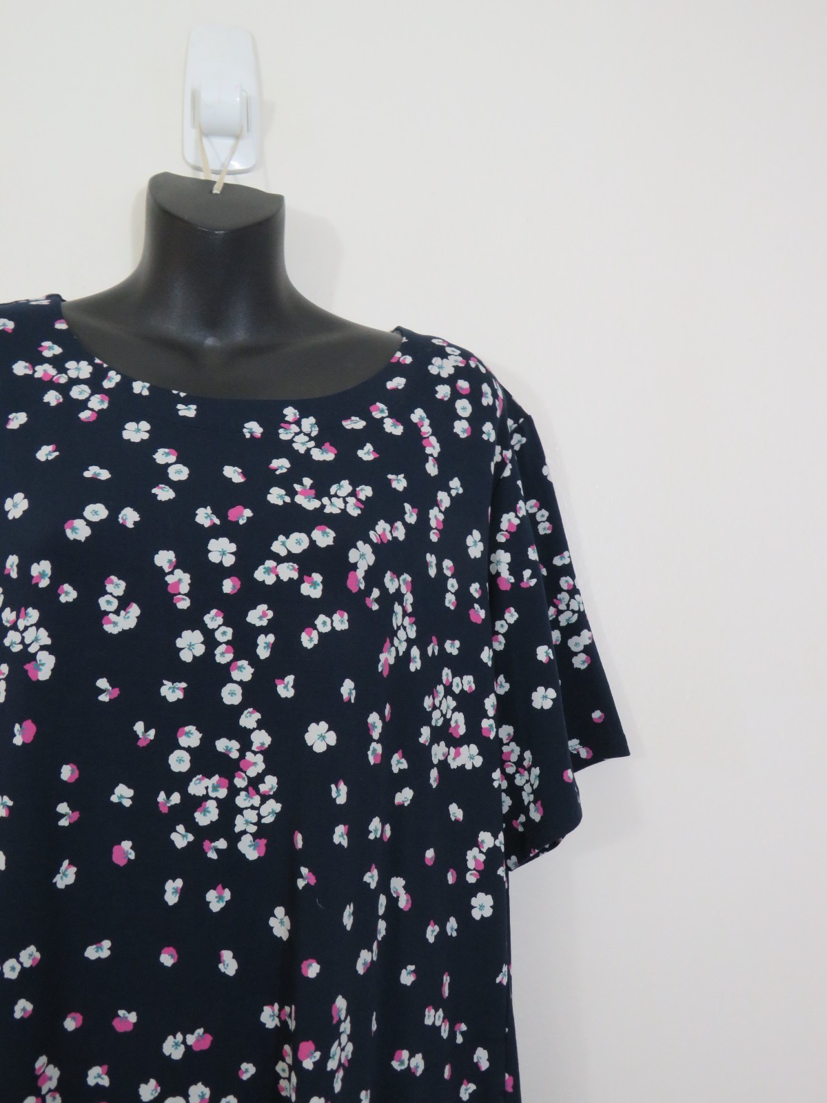 J Jill Size 2X Wearever Floral Shift Dress Pull On Casual Short Sleeve Blue