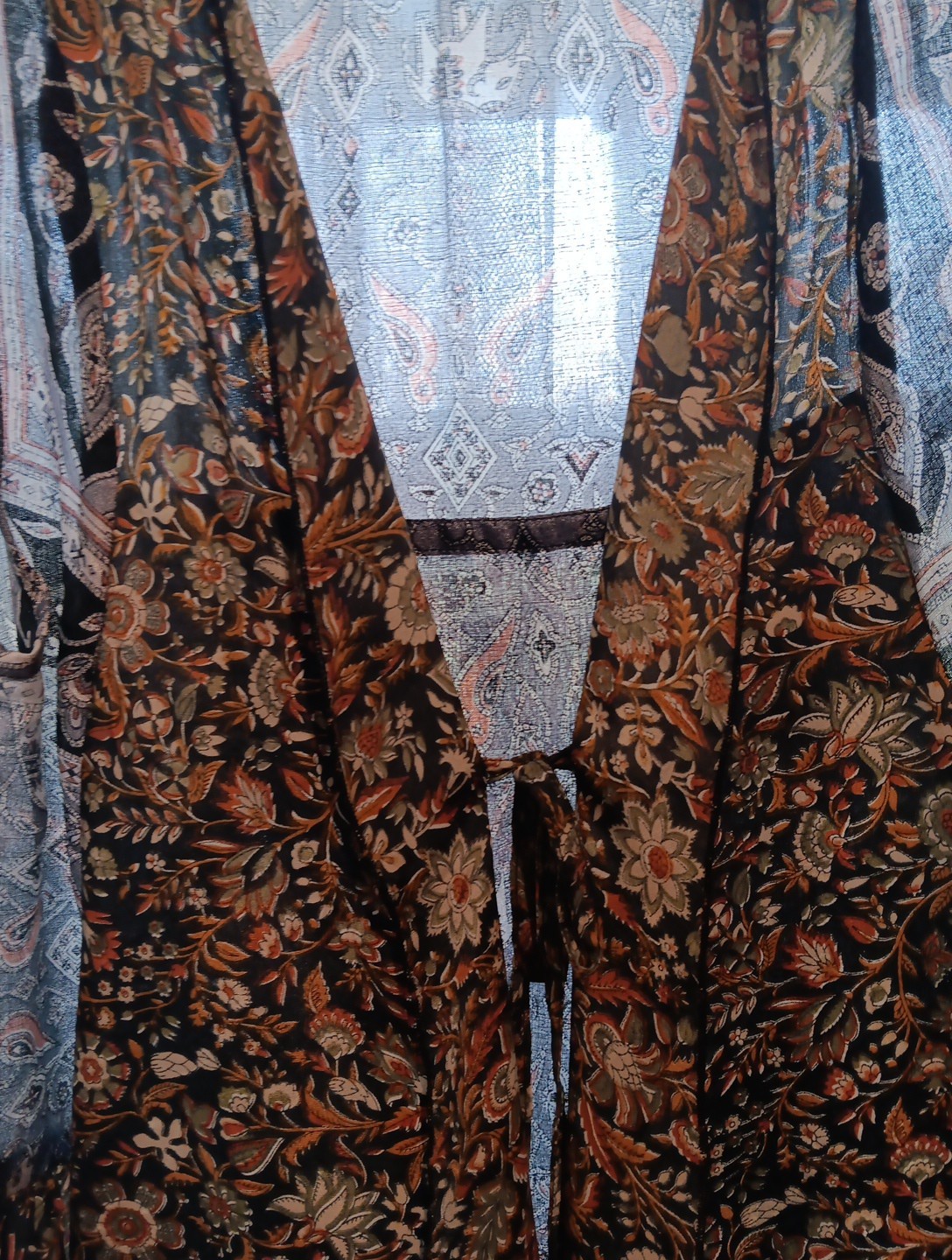 Multicolor Silky Dress Layered Light-Weight Handkerchief Midi Boho Party Size L