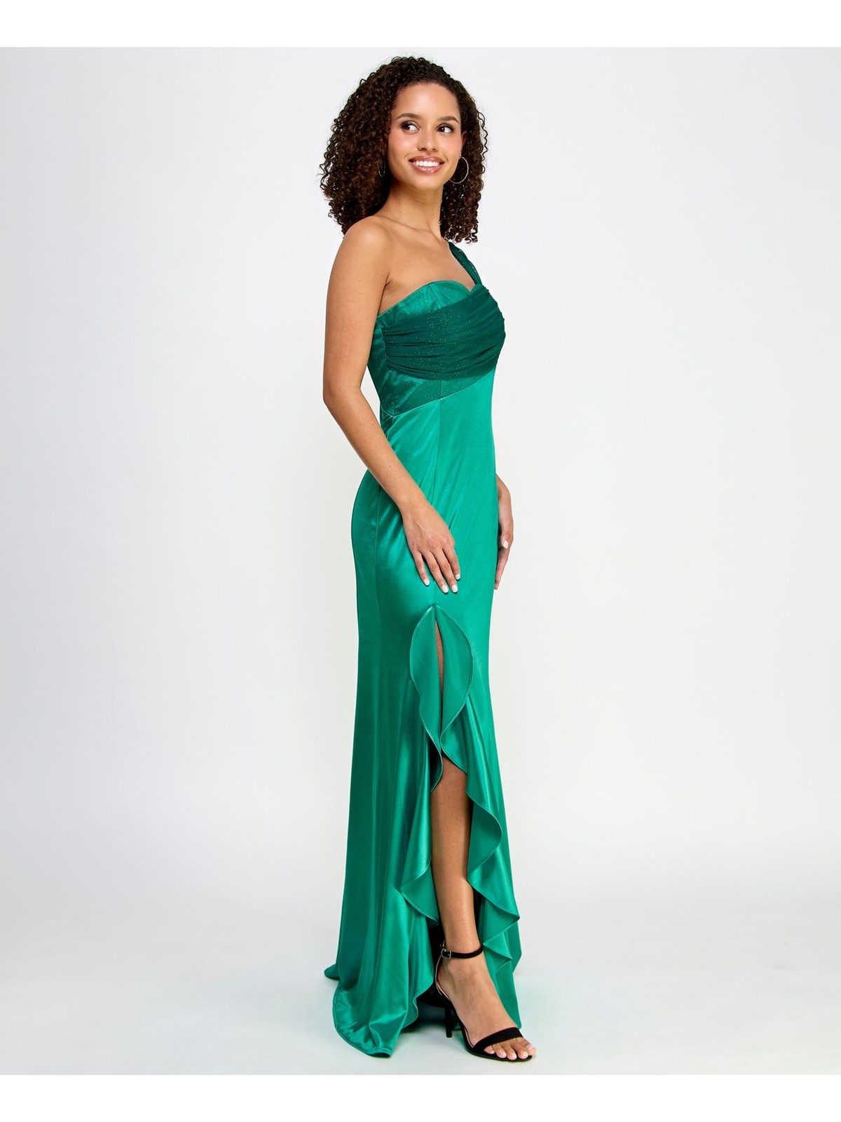VIOLET WEEKEND Womens Dress Green Unlined Formal Slit Mesh Sash Juniors 56