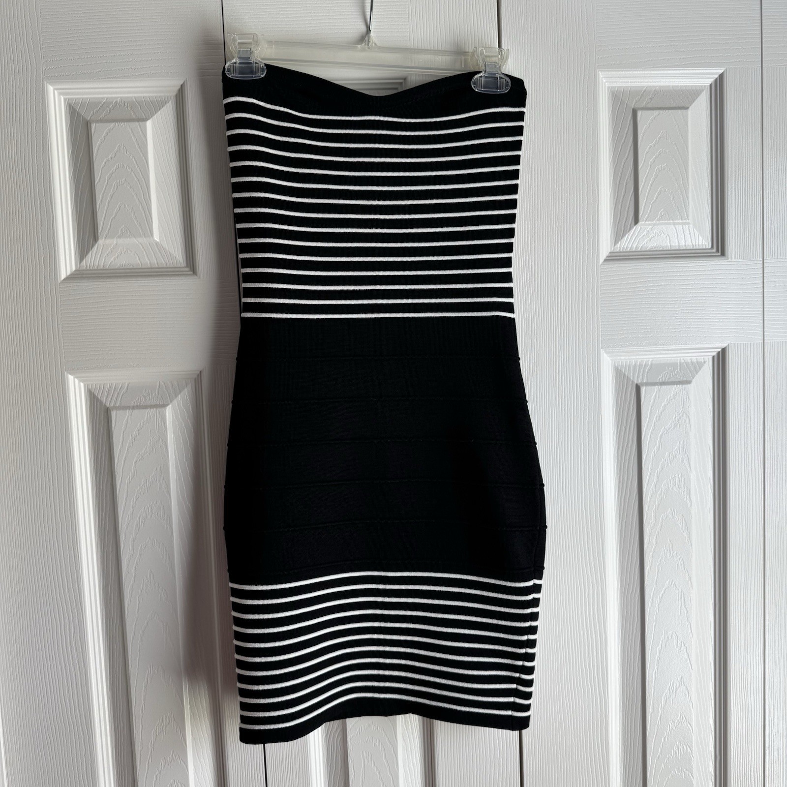Vintage 2000s Wet Seal Striped Bandage Dress Strapless Bodycon Tube Mini Sz S