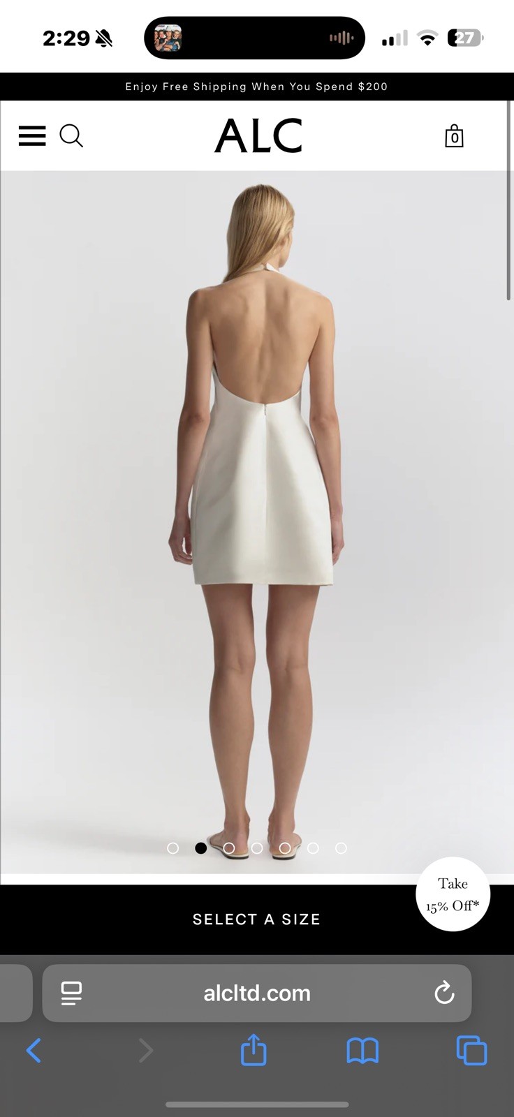 A.L.C. Sophia Satin Halter Mini Dress Size 2