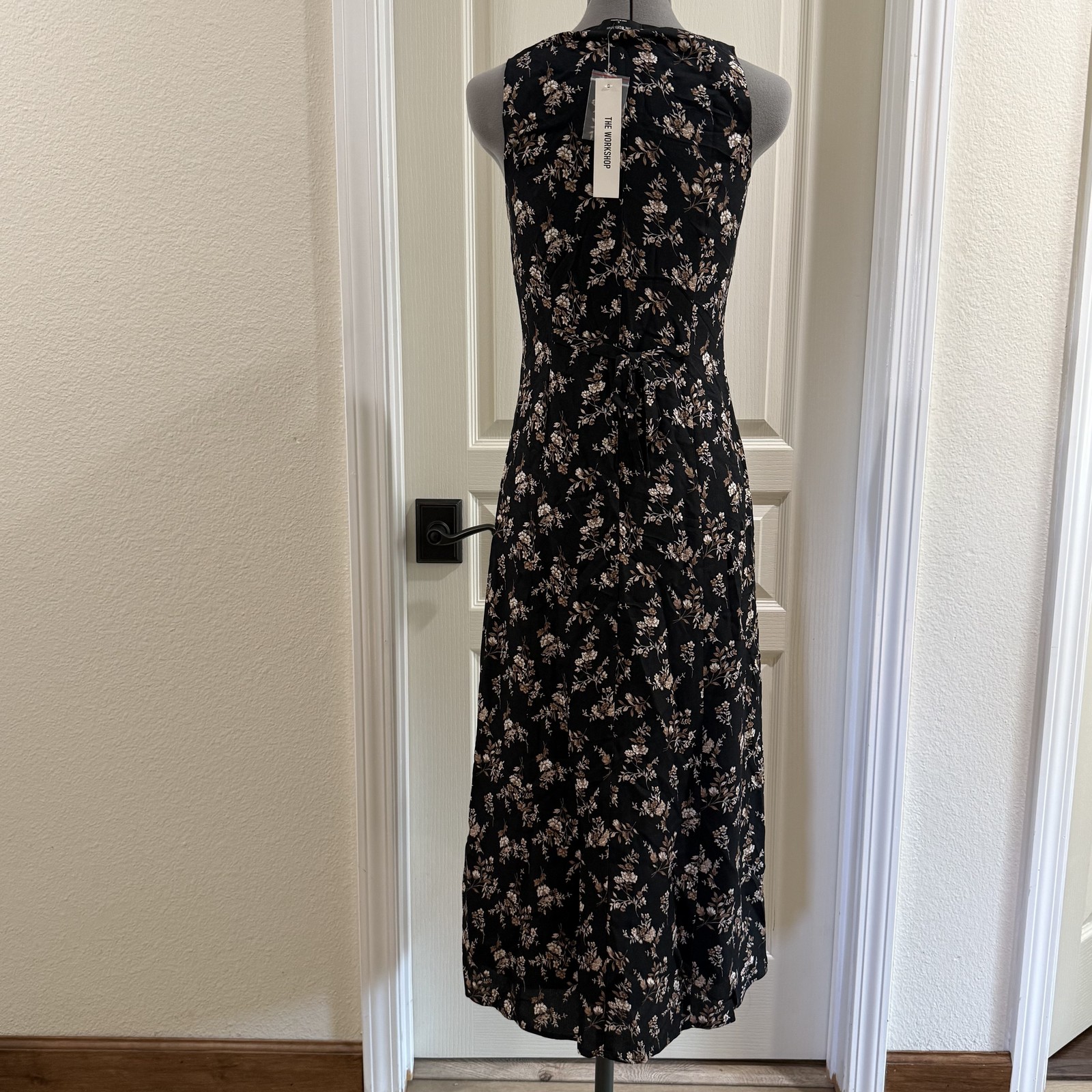 New Black Floral Midi Dress