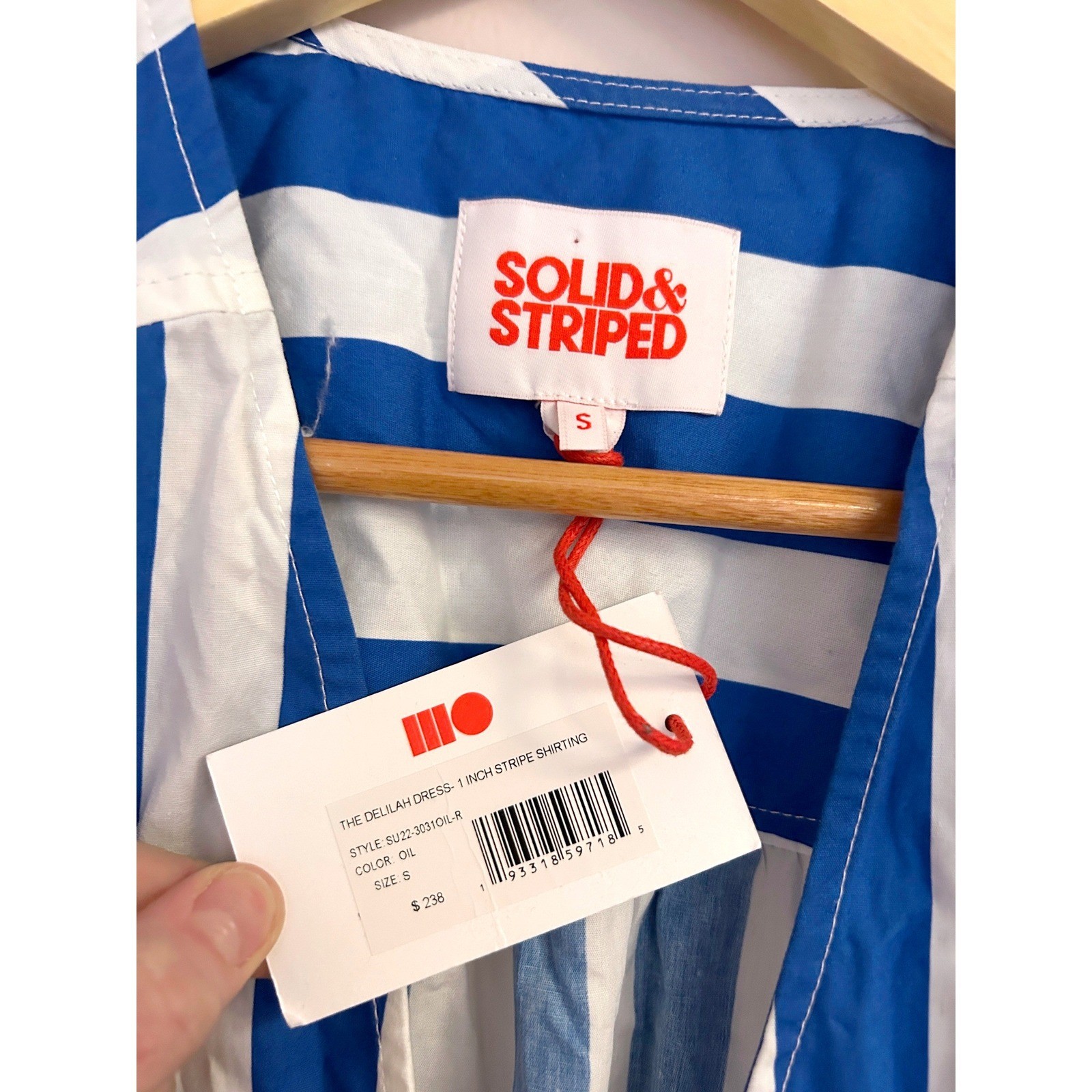 Solid & Striped Delilah Dress Blue White Stripe Cotton Midi Small NWT