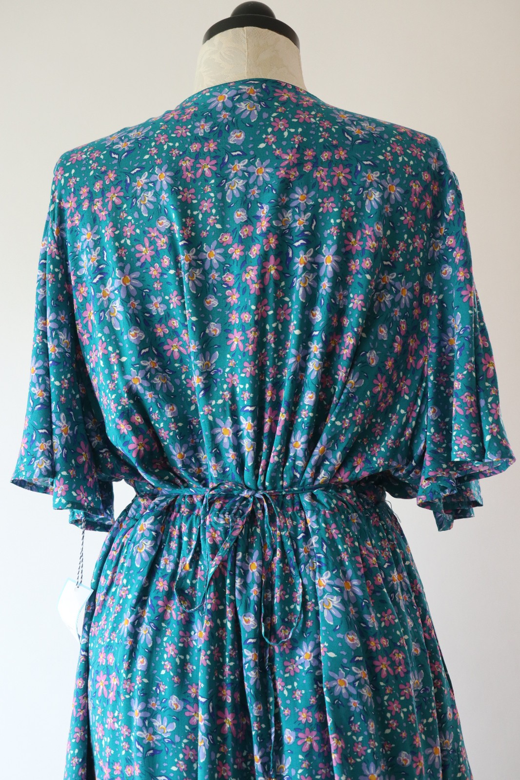 Draper James RSVP Teal Green Floral Short Batwing Sleeve Wrap Dress Women XXL