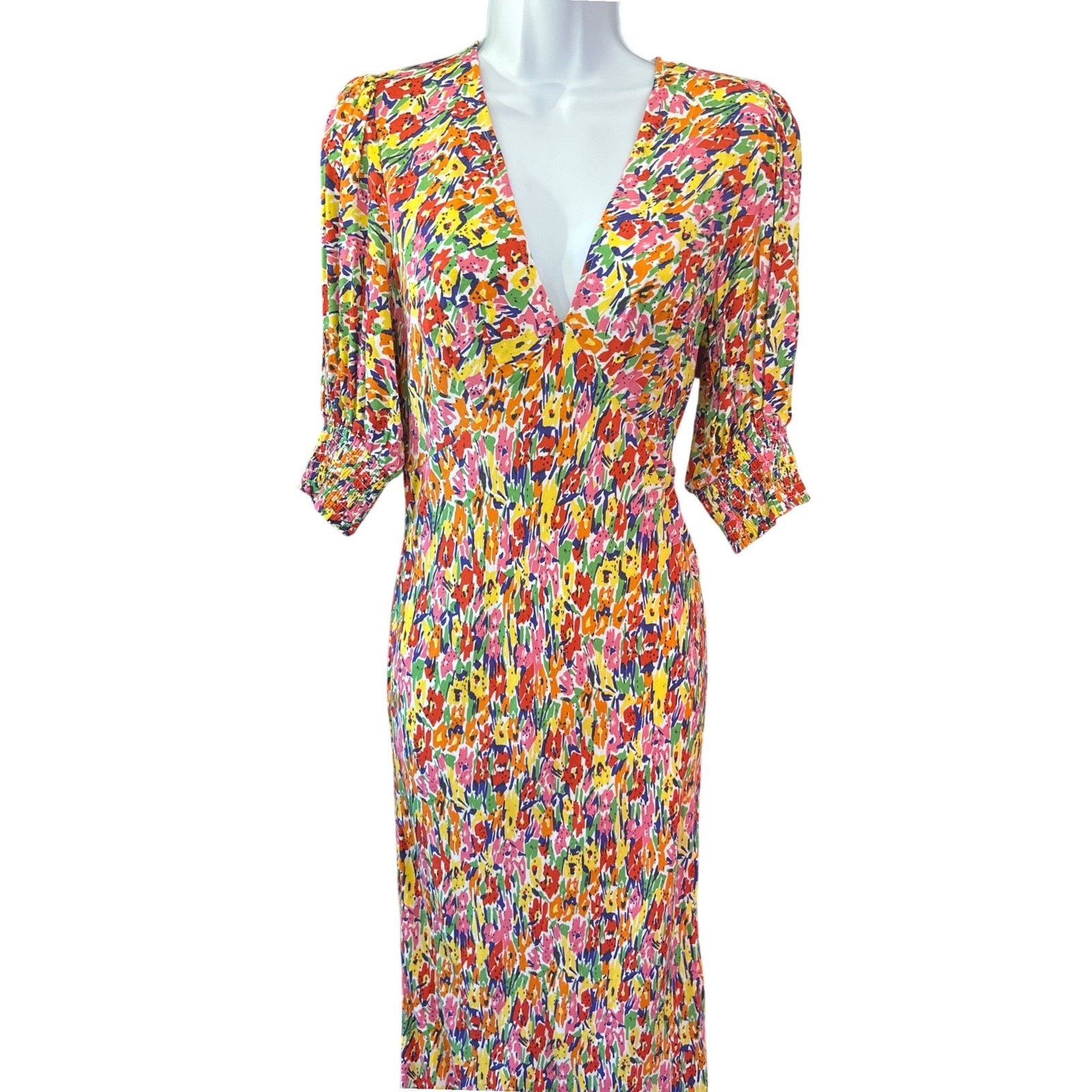 RIXO Maxi Dress Floral Painterly Dopamine Dressing Boho Chic Summer Artsy
