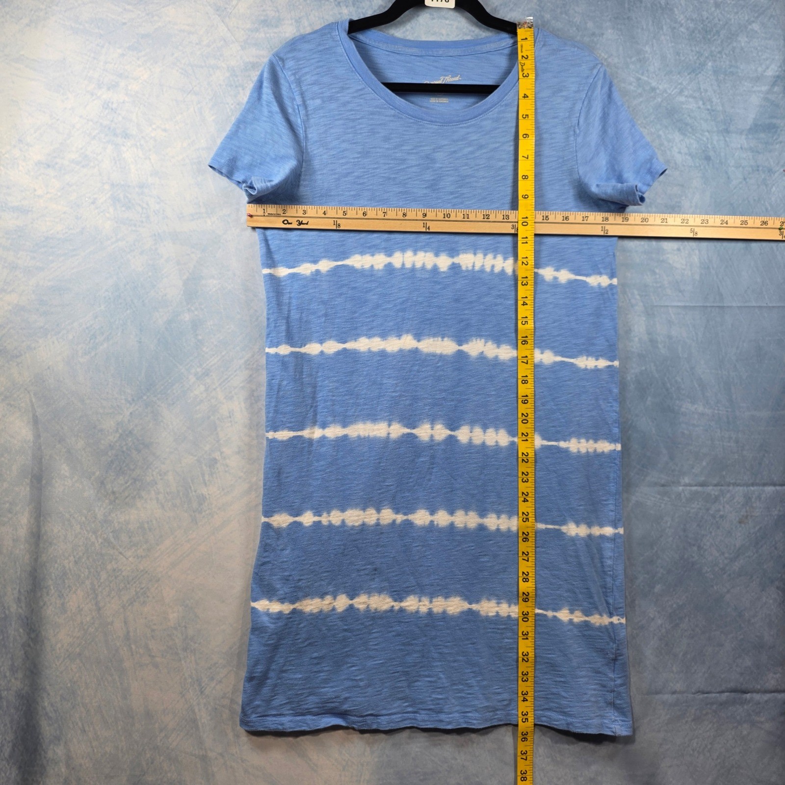Universal Thread Womens Blue Tie Dye Striped T-Shirt Mini Dress Small Short Slee