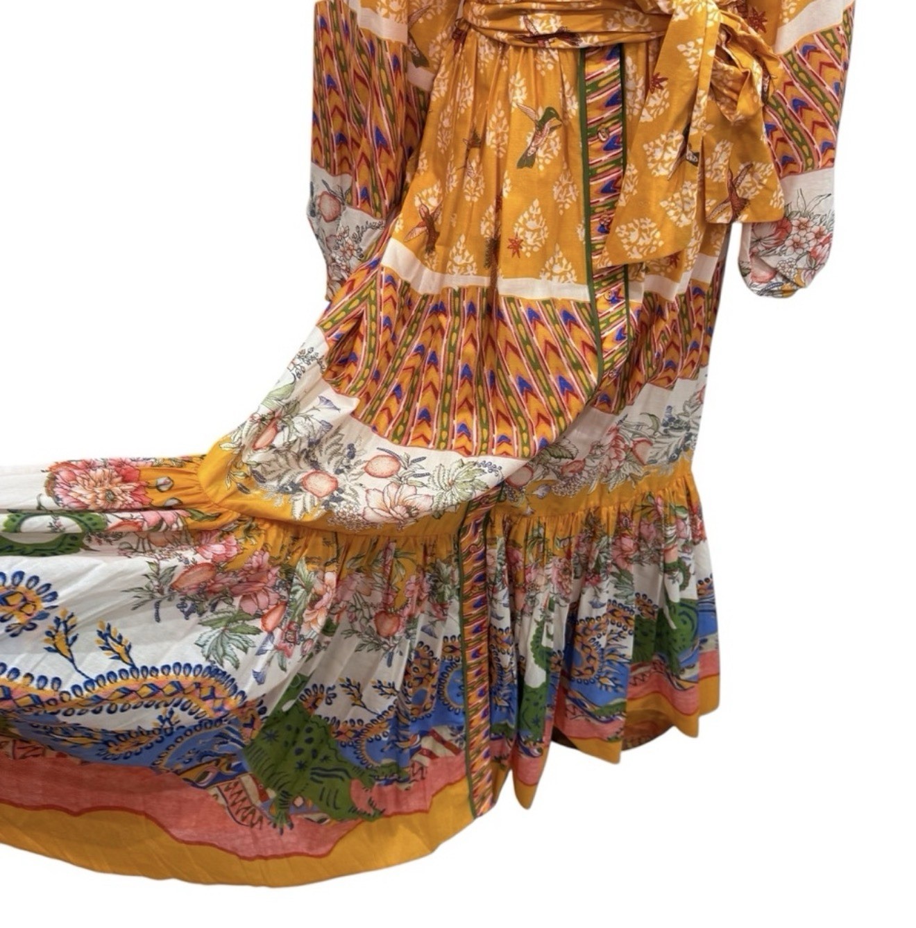 A Loves A Small Border Print Mandarin Collar Long Sleeve Button Down Maxi Dress