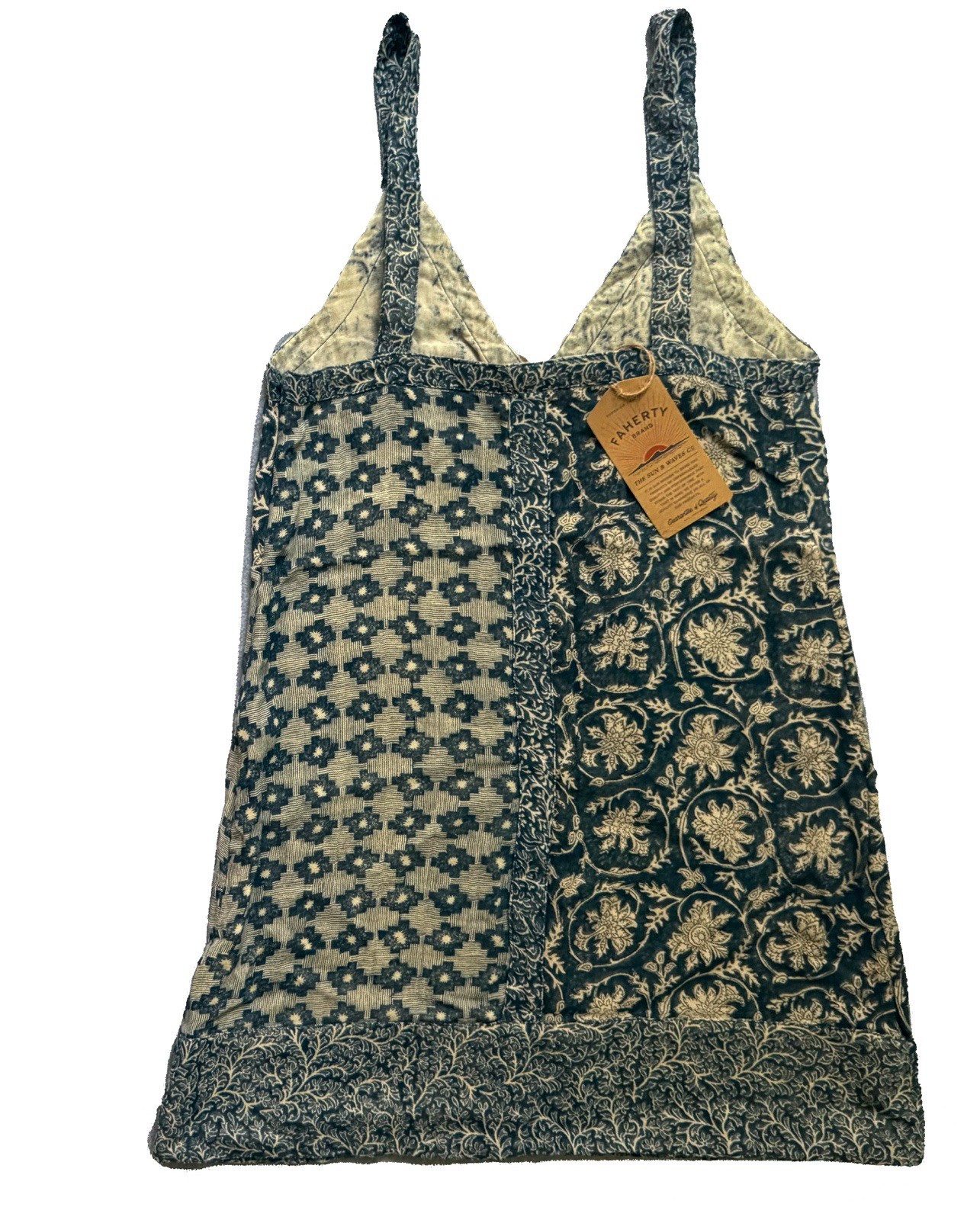 Faherty | Annabelle Patchwork Boho Dress | NWT | 10 | Artisan Cotton Gauze