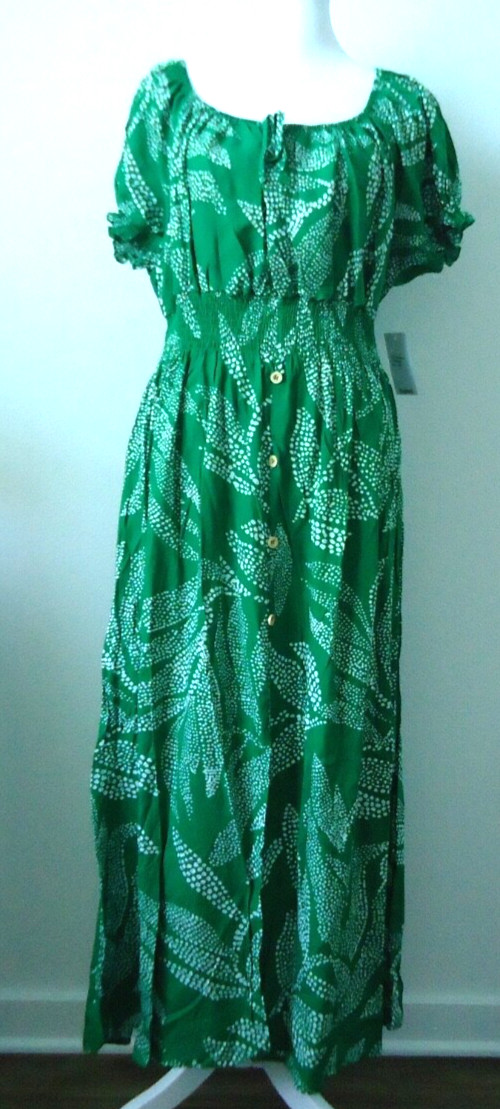 NWT Anthropologie Kindred Green Floral Print Long Dresses RN#166636 Size-PXL