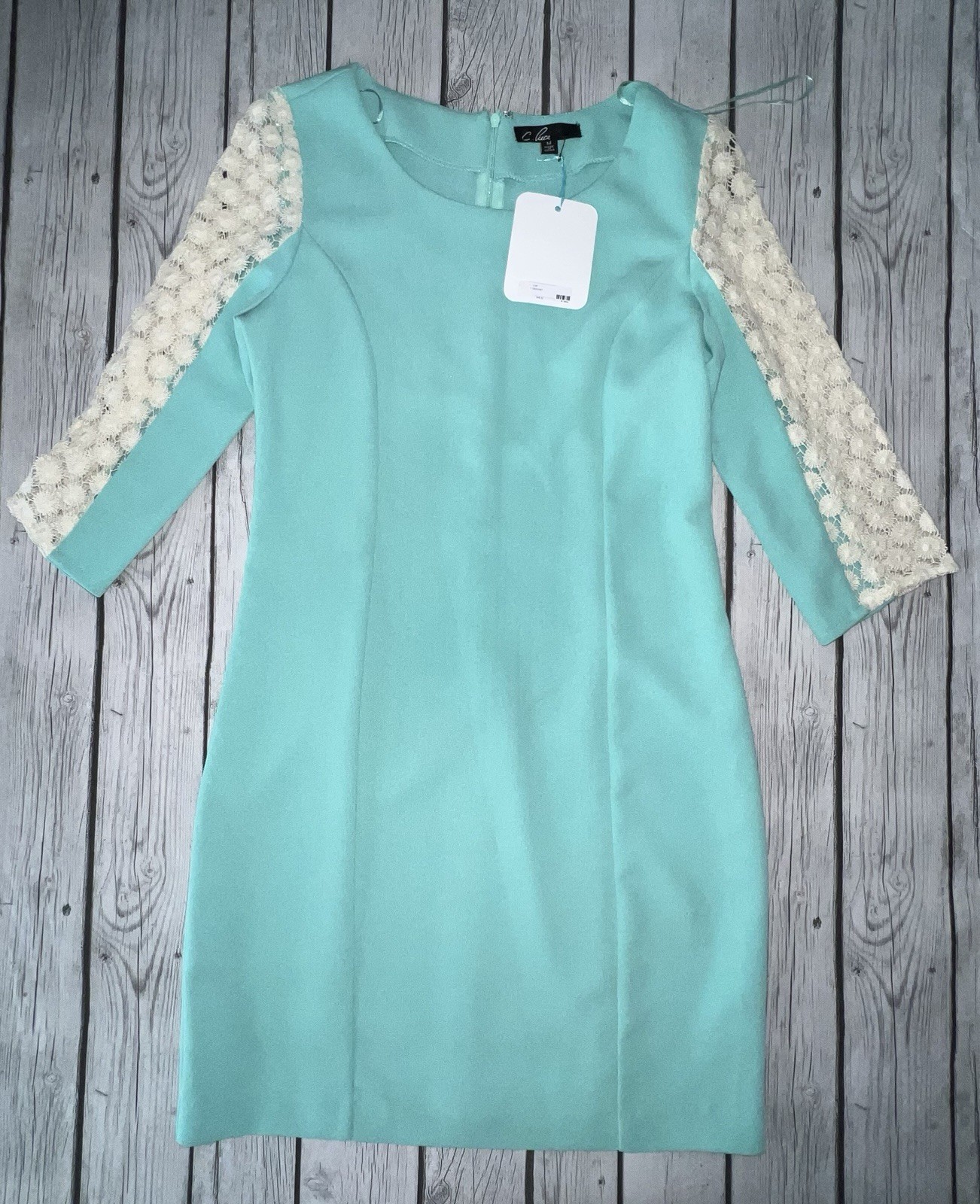 C. Luce Women’s Green 3/4 Sleeve Lace Polyester Dress Size Medium NWT