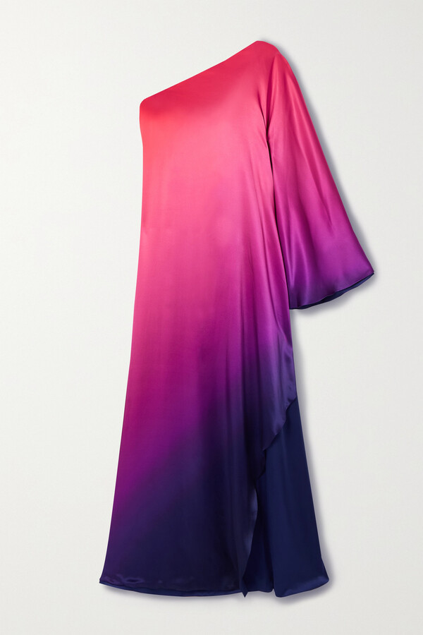 Magenta to Indigo Flowing Silk, Party Wear, Soft Lux Satin Silk , J5834