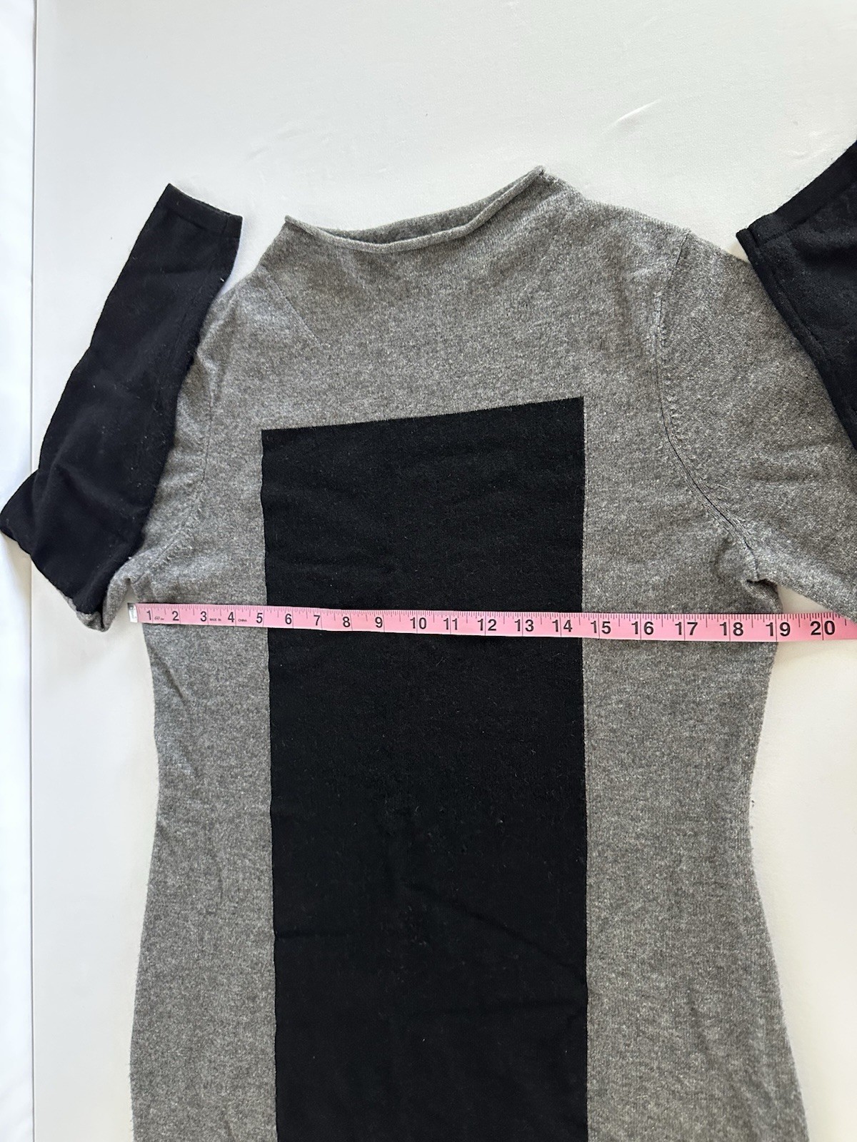 Lochleven Wool Cashmere Blend Colorblock High Neck Sweater Dress Black Gray Sz L