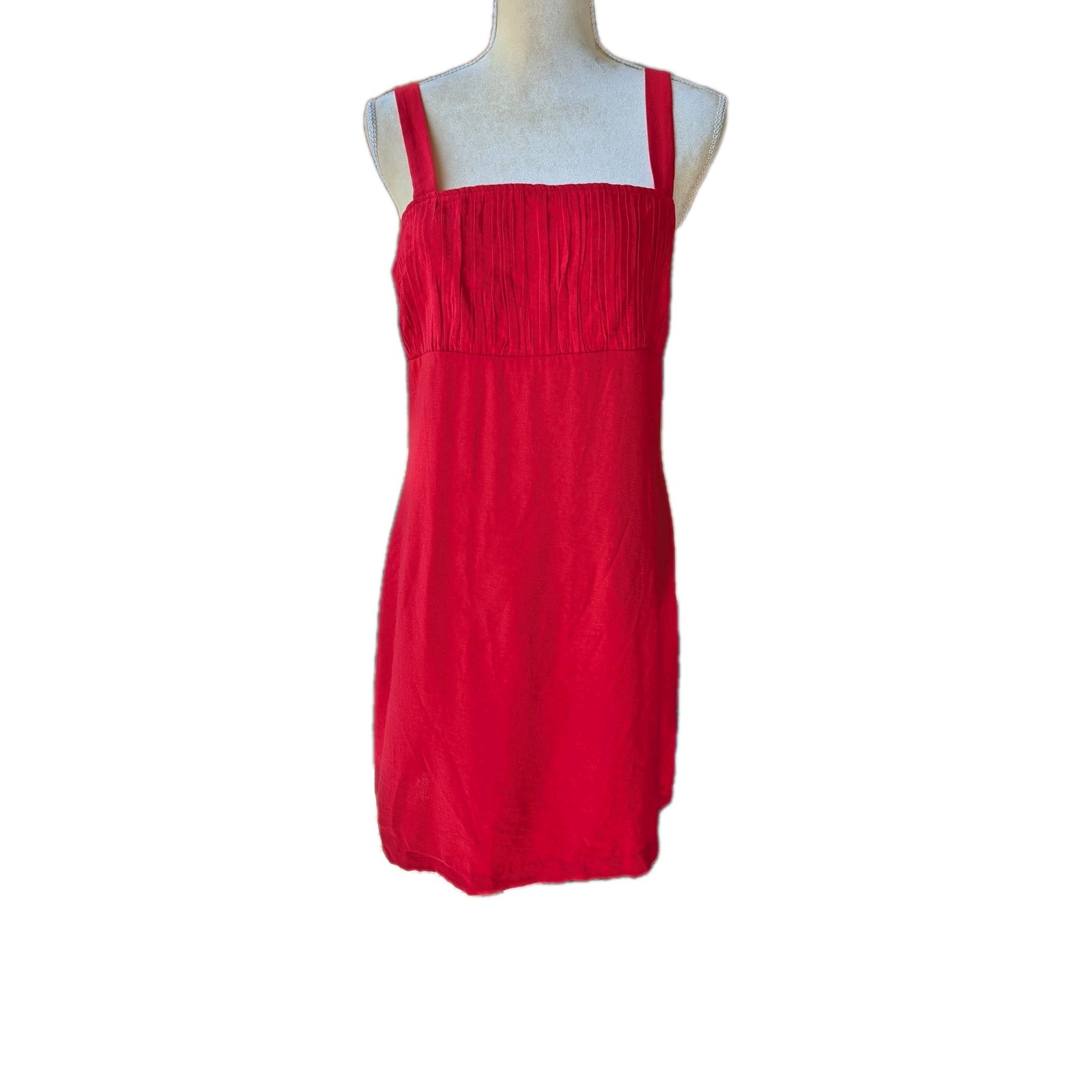 NWT H&M Women’s Sundress Size M Red 85% Lenzing Ecovero Vicose With Side Zipper