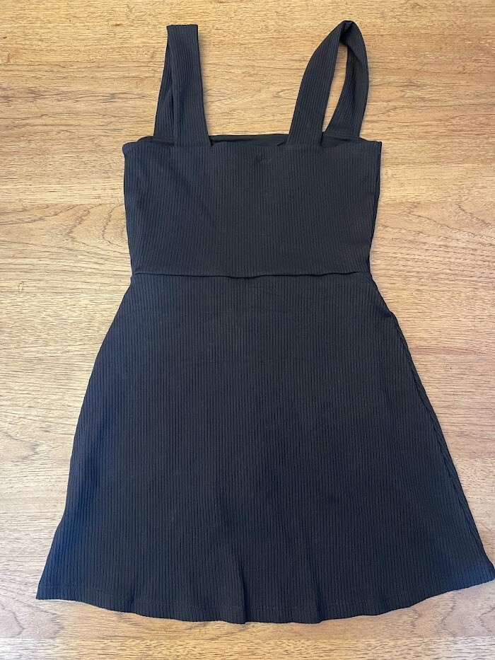 PINK Victoria’s Secret Black MEDIUM Rib Square Neck Active Sleeveless Dress VS