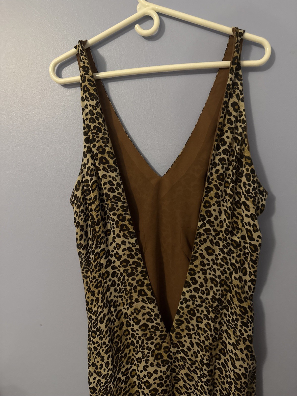 VTG Donna Morgan Cheetah Halter Dress – 100% Silk – Sz 8