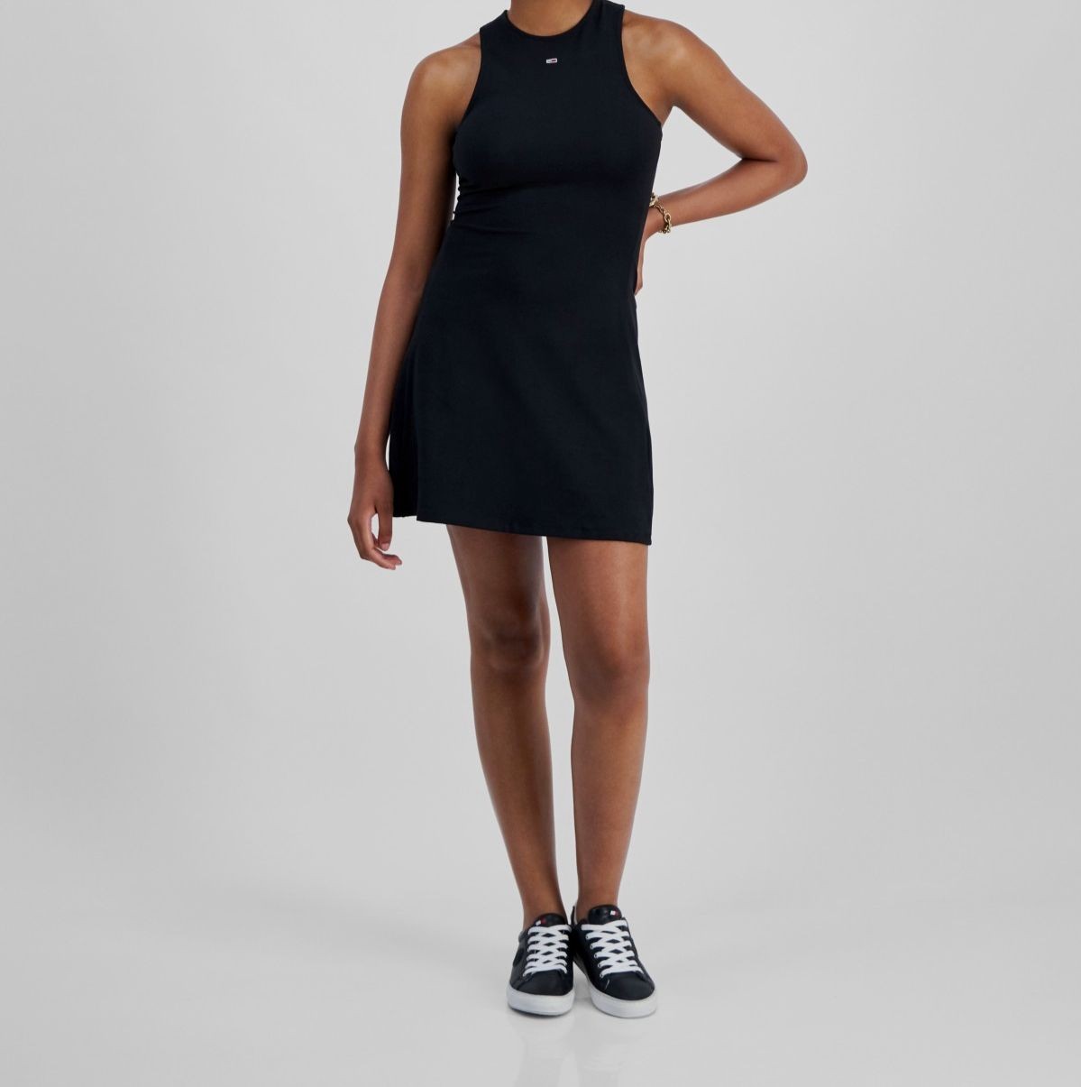 Tommy Jeans Women’s Black Embroidered Logo Crewneck Sleeveless Dress Size M