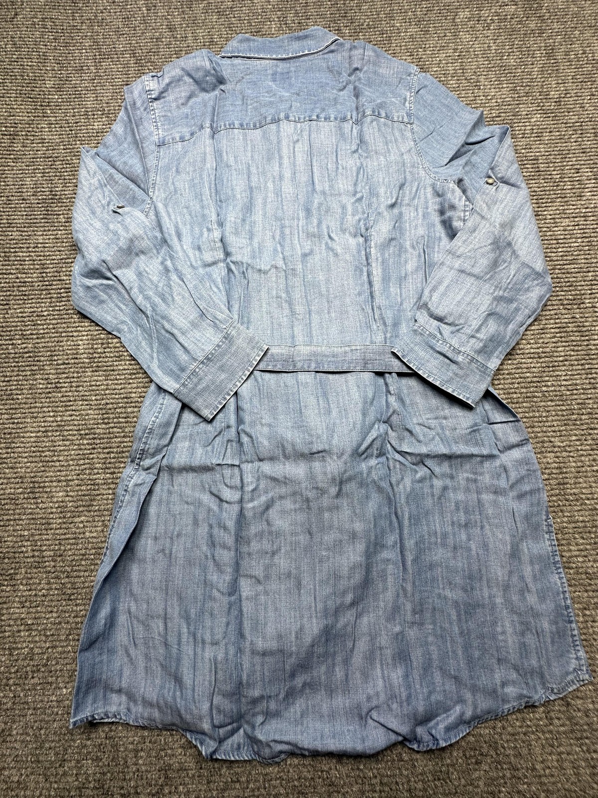 UNTUCKit ZARA Dress Womens 16 Chambray Belted Button Down Long Sleeve Fall Boho
