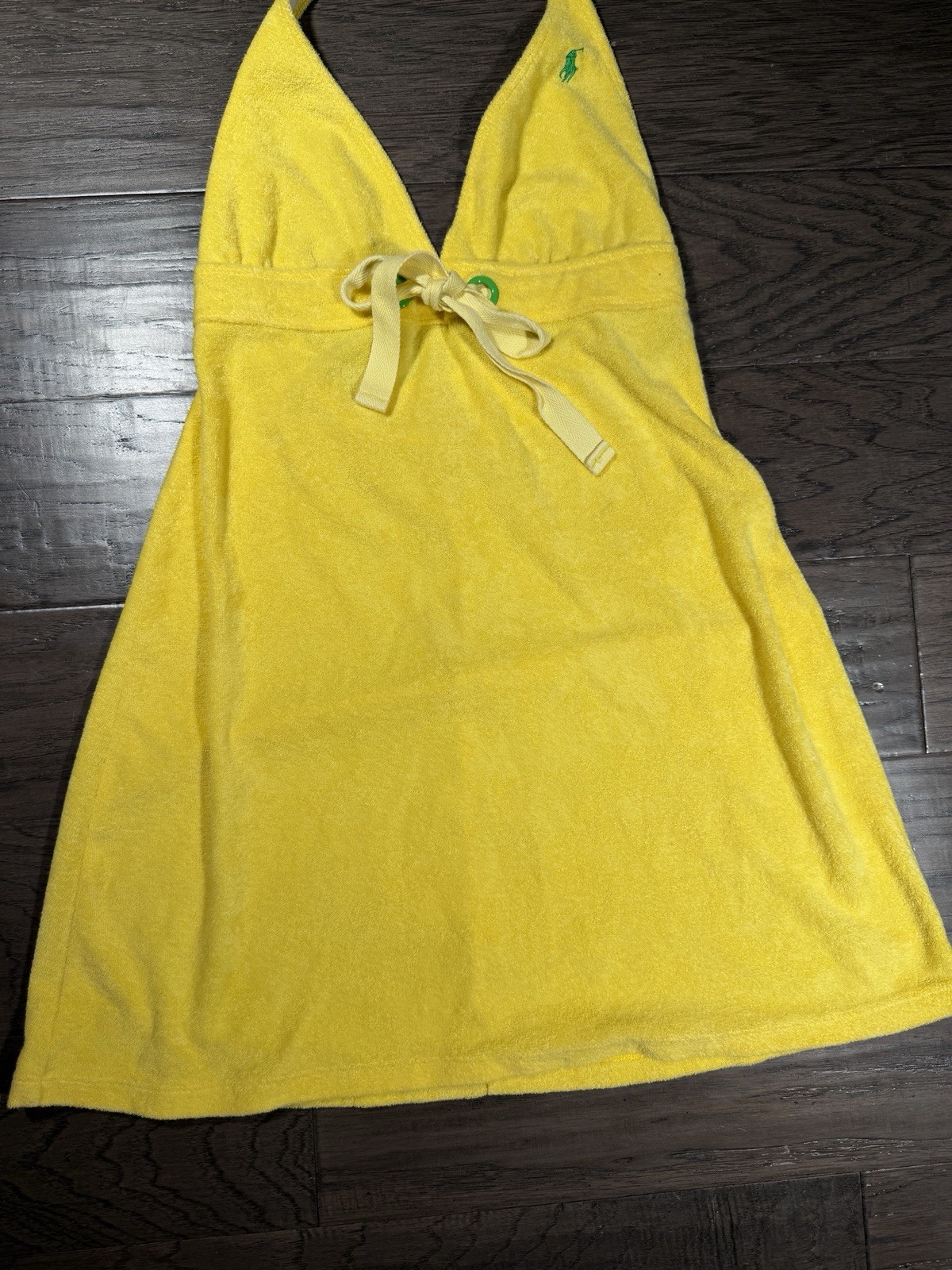 Vintage Ralph Lauren rare yellow terry cloth mini dress Size S
