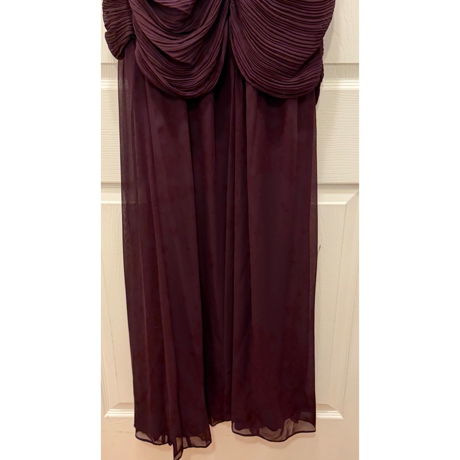 NWT Davids Bridal Eggplant Purple Chiffon Pleated Gown Mother of Bride Womens 18