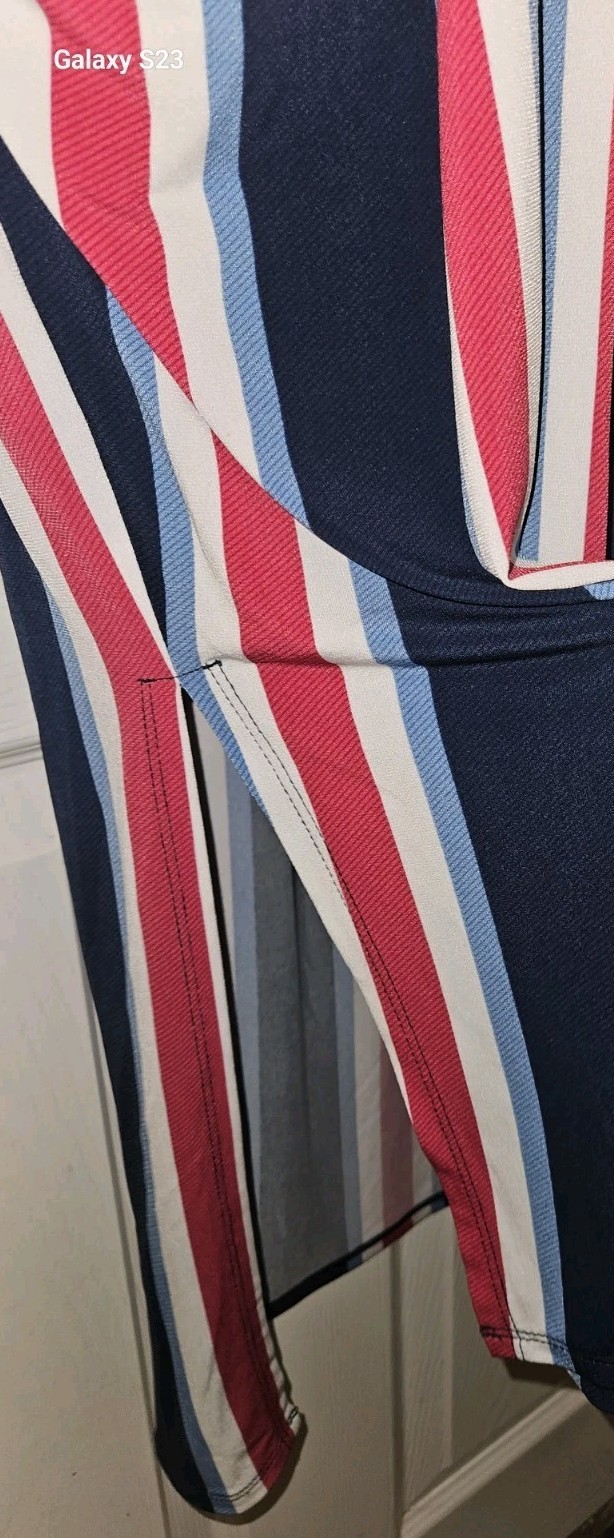 BCBGeneration Retro Style Striped Sleeveless High Low Midi Dress Size XS