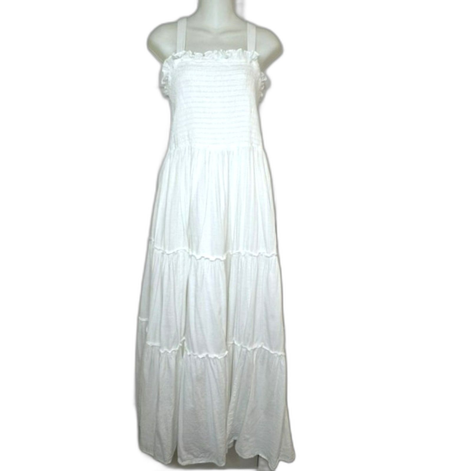 MOD CLOTH MODCLOTH BOHO ON THE RANGE WHITE COTTON BLEND MAXI DRESS PLUS SIZE 1X
