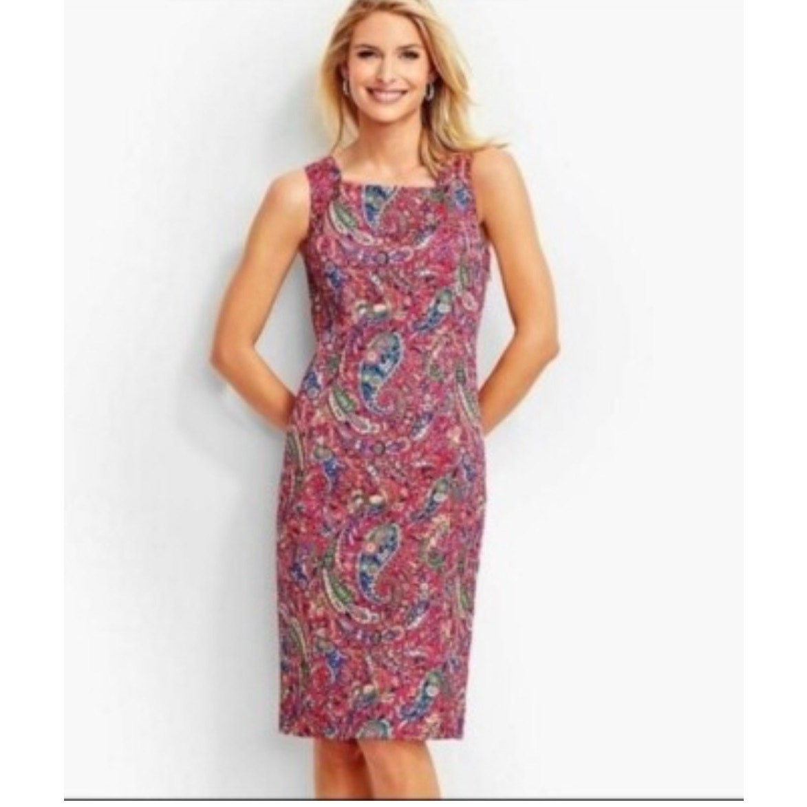Talbots Bonaire Paisley Cotton Sheath Dress Size 10