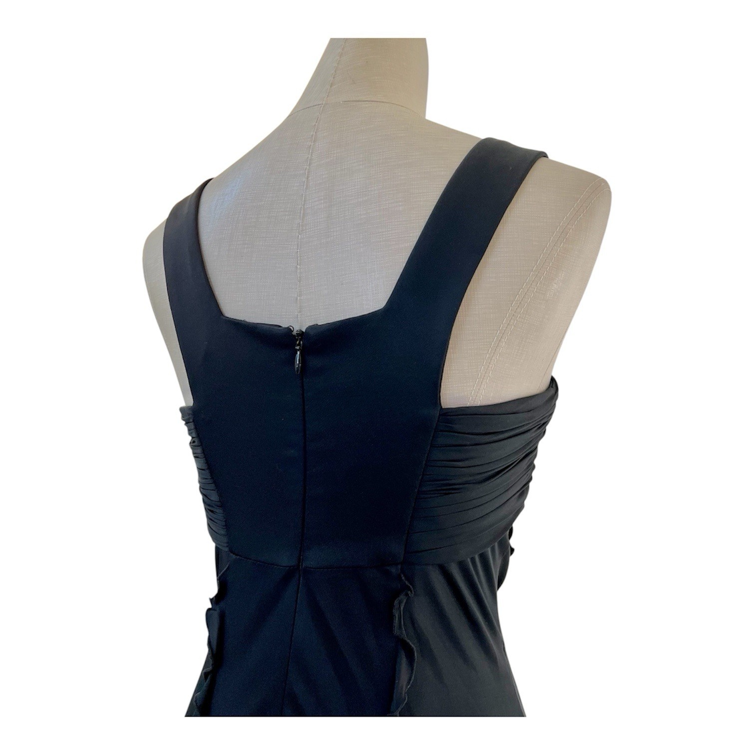 Versace Y2K LBD Cocktail Dress Silk Viscose Black Ruched Square Neck IT38 XS 2