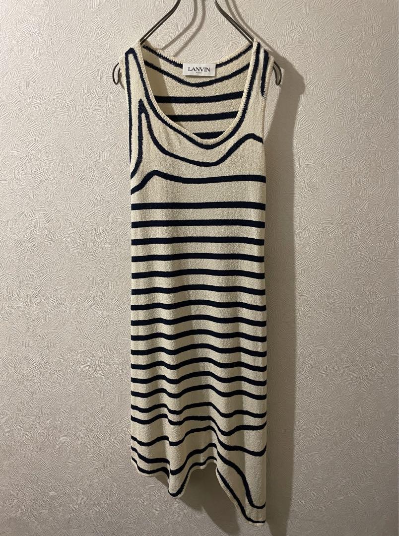 LANVIN Border pile sleeveless dress 44 inch length