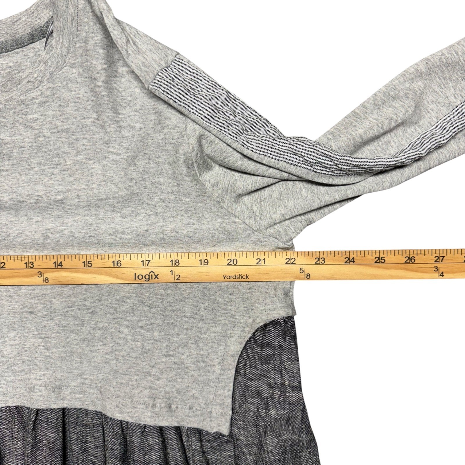 Gershon Bram Bottle Dress Linen Blend Gray Large Layered Colorblock Lagenlook