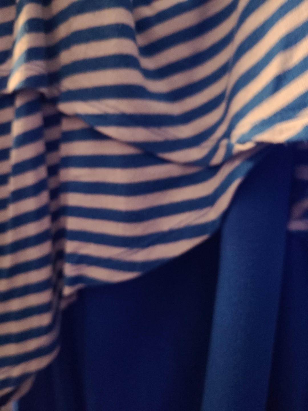 Style & Co. Striped Cropped Top Solid Blue Bottom Front Sleeveless Petite Small