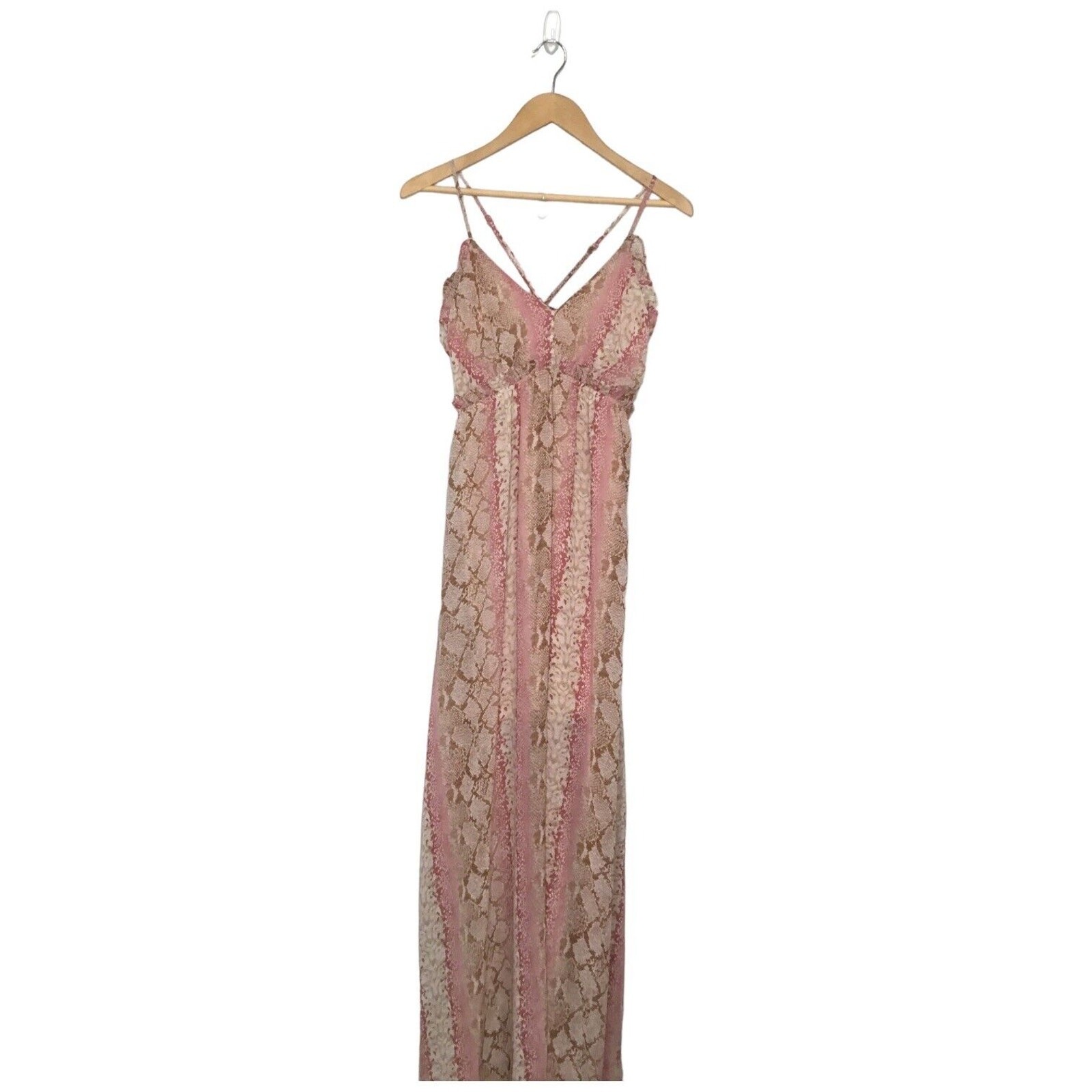She Sky Maxi Dress Womens Medium Pink Snake Sheer Fairycore Whimsigoth Boho