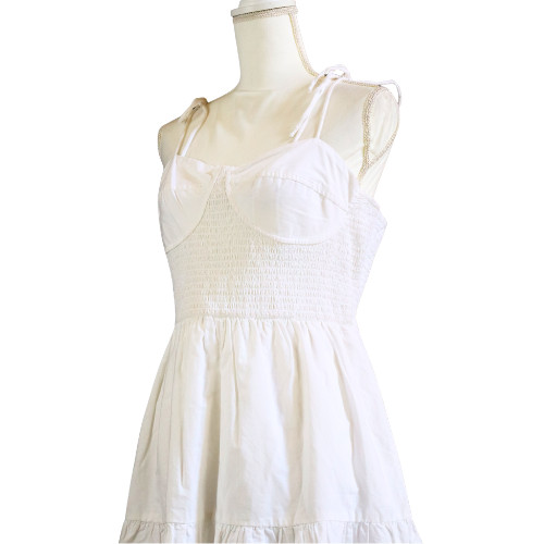 14th Place White Cotton Mini Sundress Juniors Size XL Fit Flare Ribbed NWT