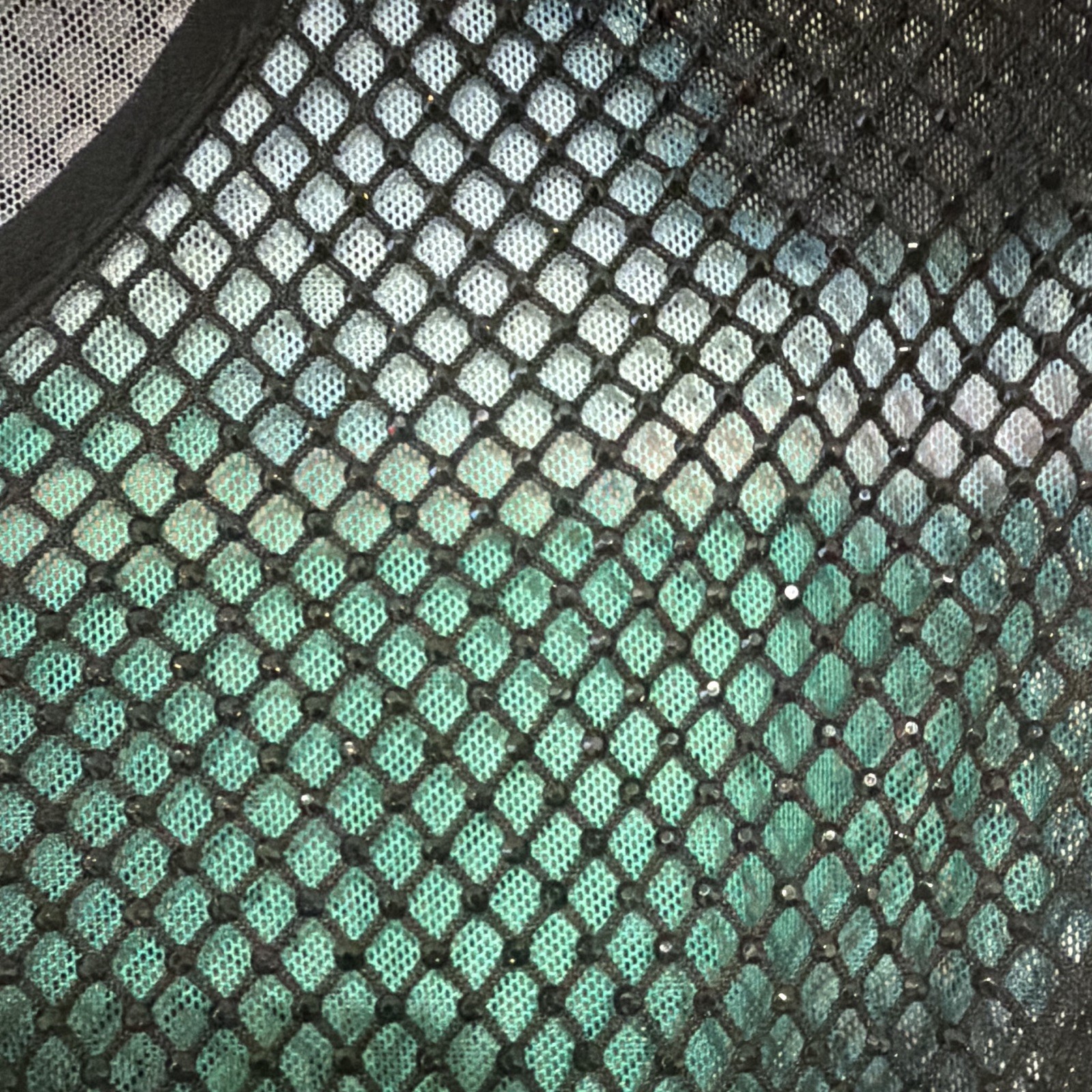 AMYLYNN XS/S Black Green Abstract Sheer Mesh Sleeveless Maxi Dress, Round Neck