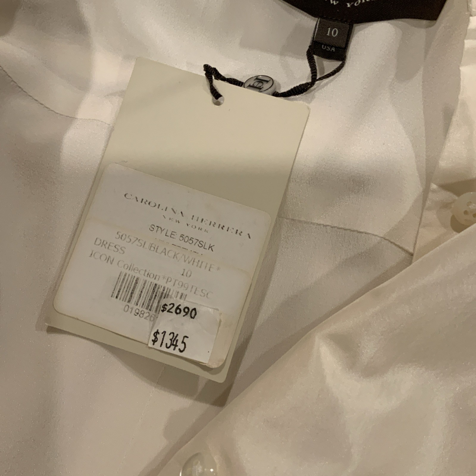 Carolina Herrera, New York, Black and White Taffeta Cocktail Dress, S 10