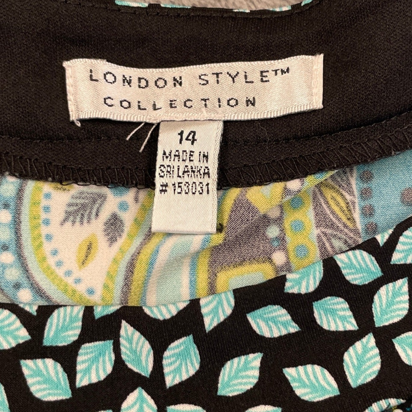 London Style Collection Blue Green Paisley Empire Waist Puff Sleeve Dress 14