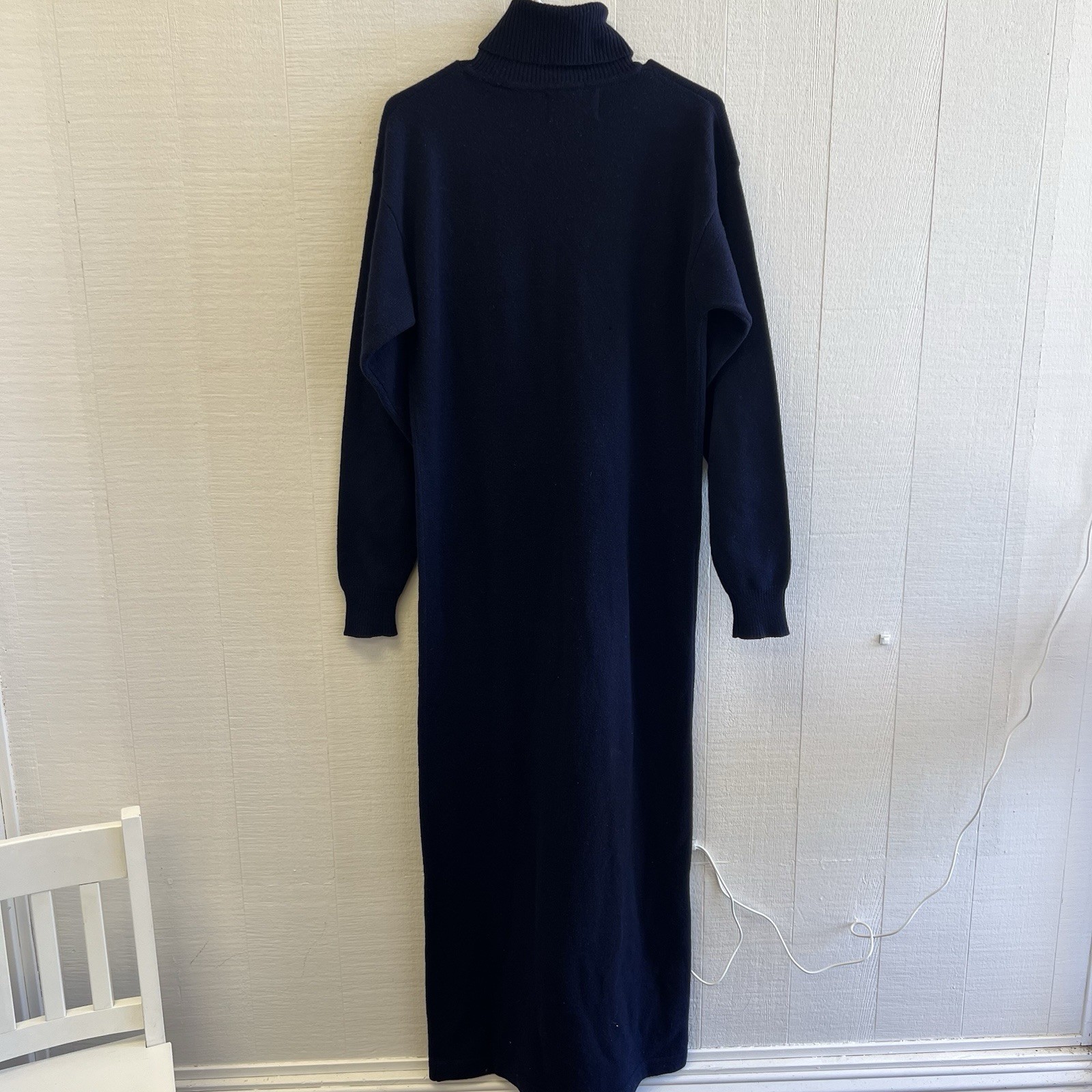 Ralph Lauren Lambswool Turtleneck Long Sleeve Maxi Sweater Dress Navy L