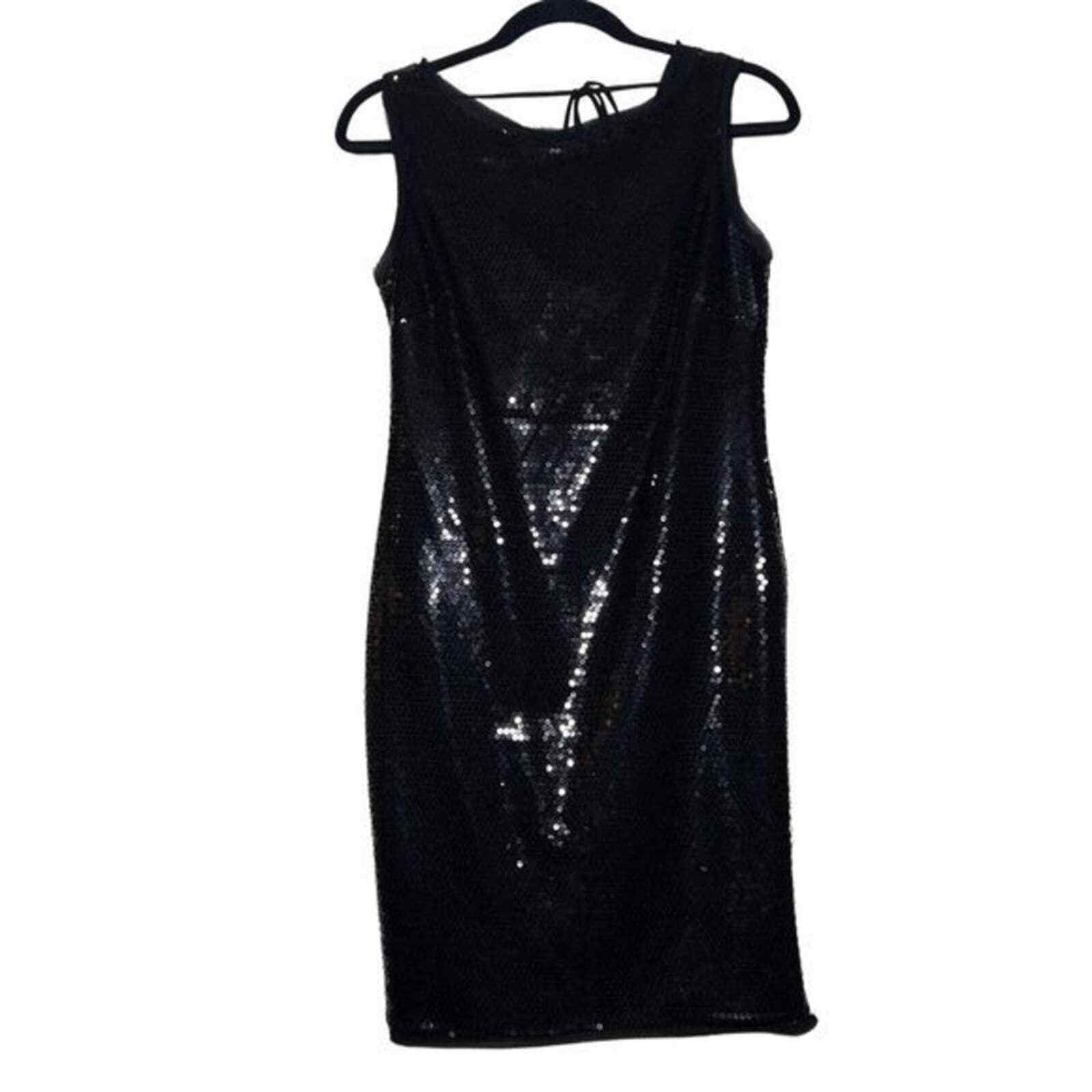 Cynthia Rowley Tie-Back Black‎ Sequin Dress