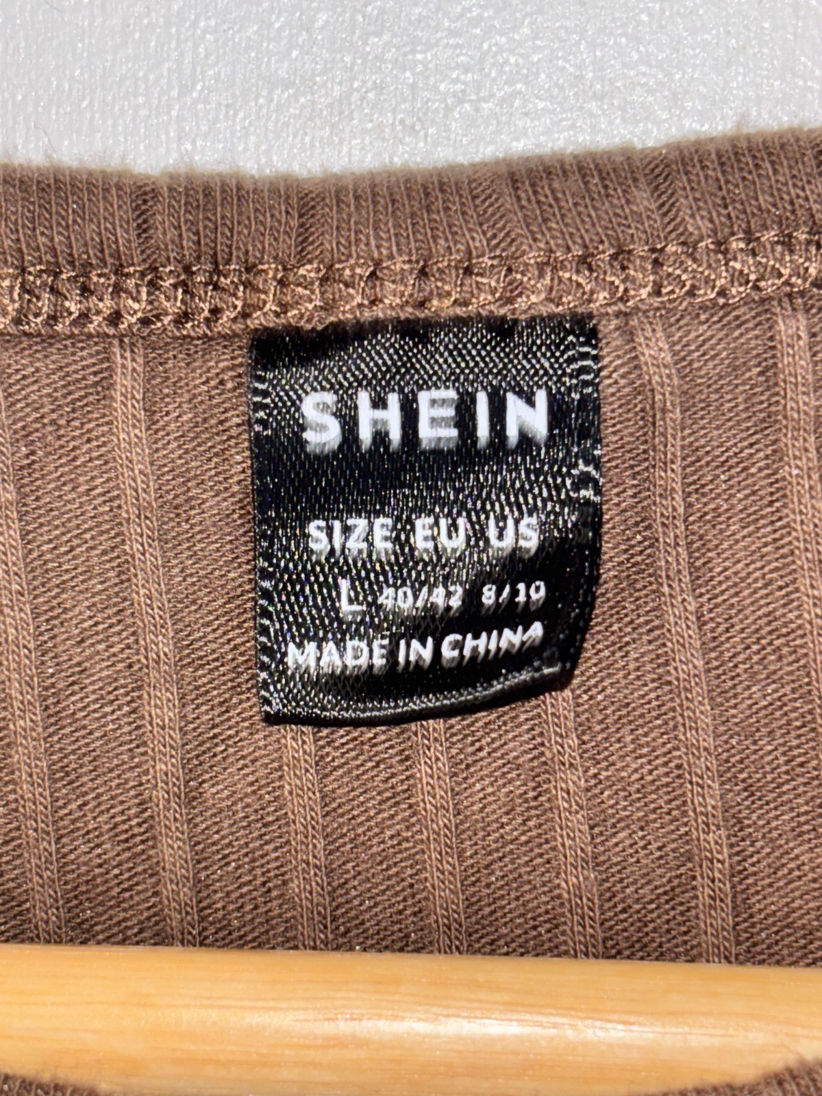 Shien Brown Ribbed Racer Back Midi Jersey Dress – Size – Large – 12- Casual