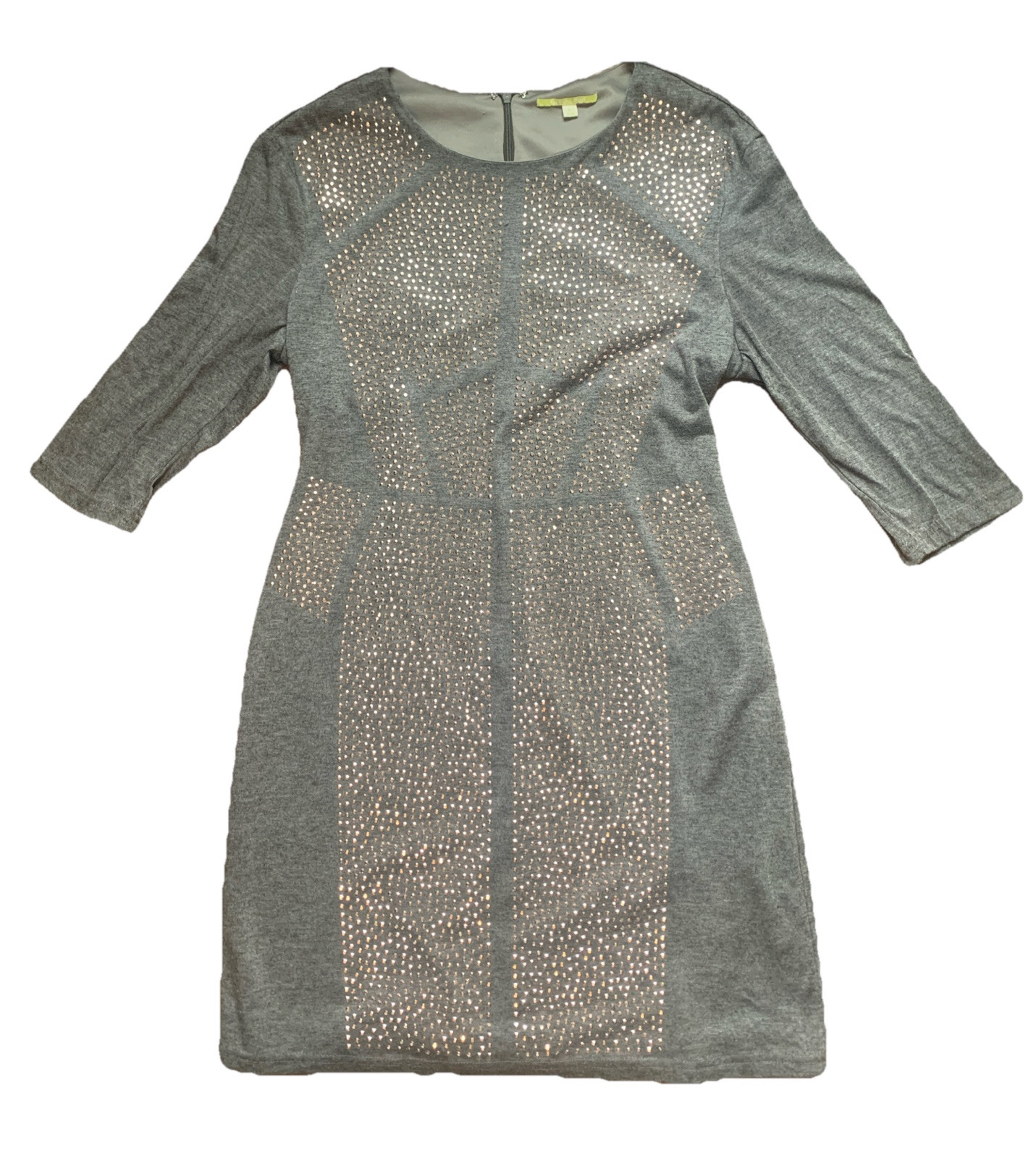 Gianni Bini Grey Embellished Rose Gold Rhinestone Dress Size L