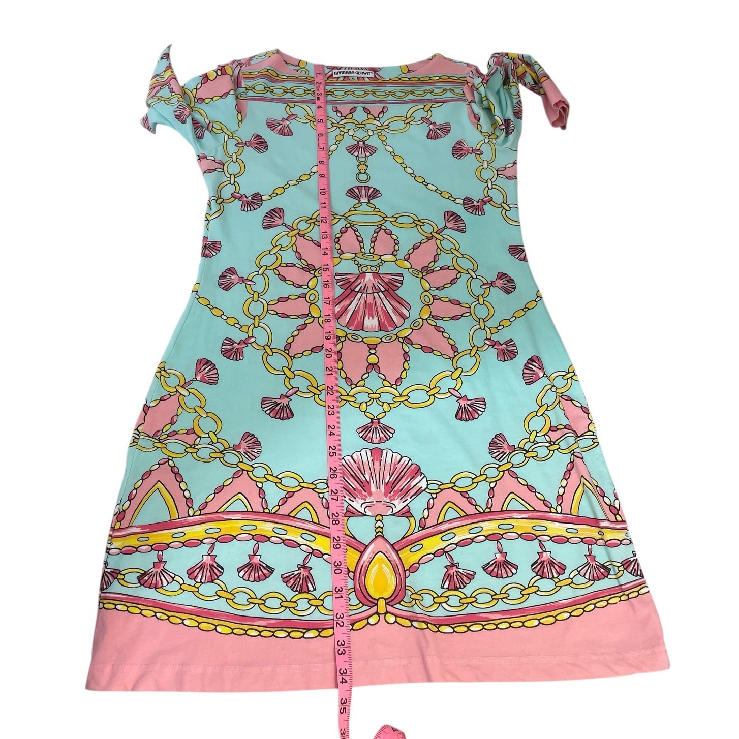Barbara Gerwit Printed Dress Shells Chains Resort Wear Coastal Women’s Sz Medium