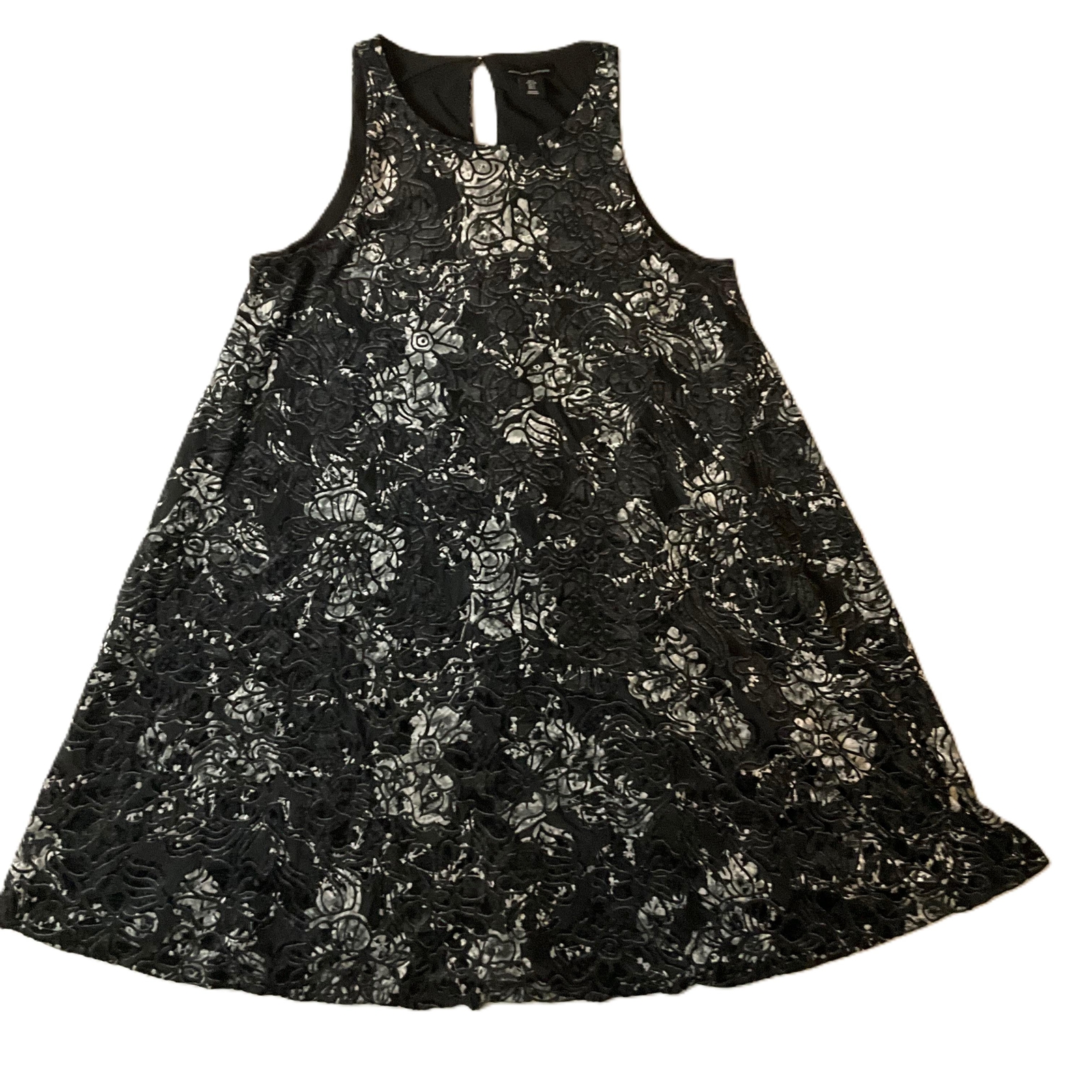 Adrienne Vittadini Black And White Sleeveless Keyhole Back Dress Size Large