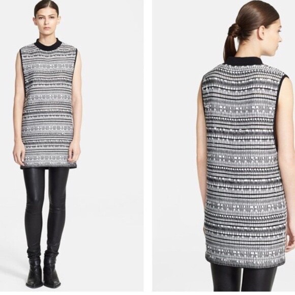 Helmut Lang Variant Grid Tunic Dress Linen Blend Size M 