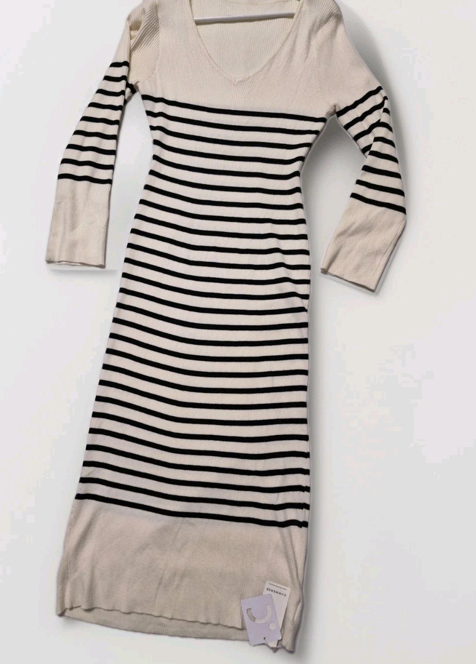 COMMENCE Knitted TURTLE NECK striped Cottagecore Fisherman Sweater Dress NWT XL