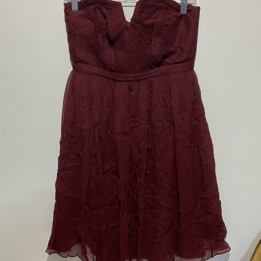 J. Crew Women’s Burgundy Nadia Strapless Chiffon Bridesmaid Fit & Flare Dress 6