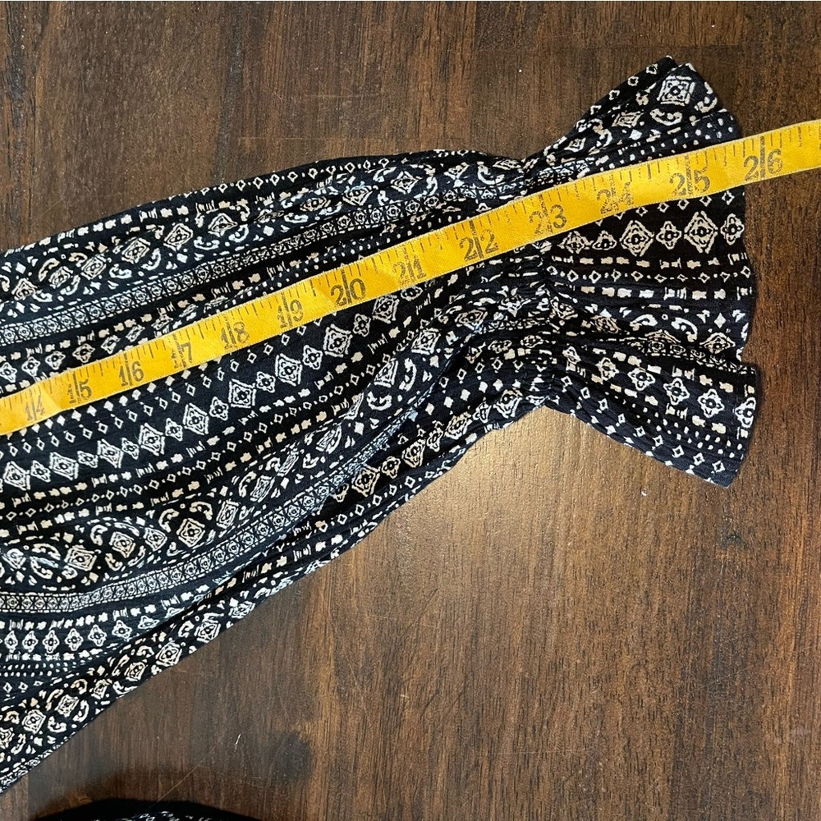 Promesa Black White Boho Patterned Maxi Dress Size M Backless Smocked Bishop