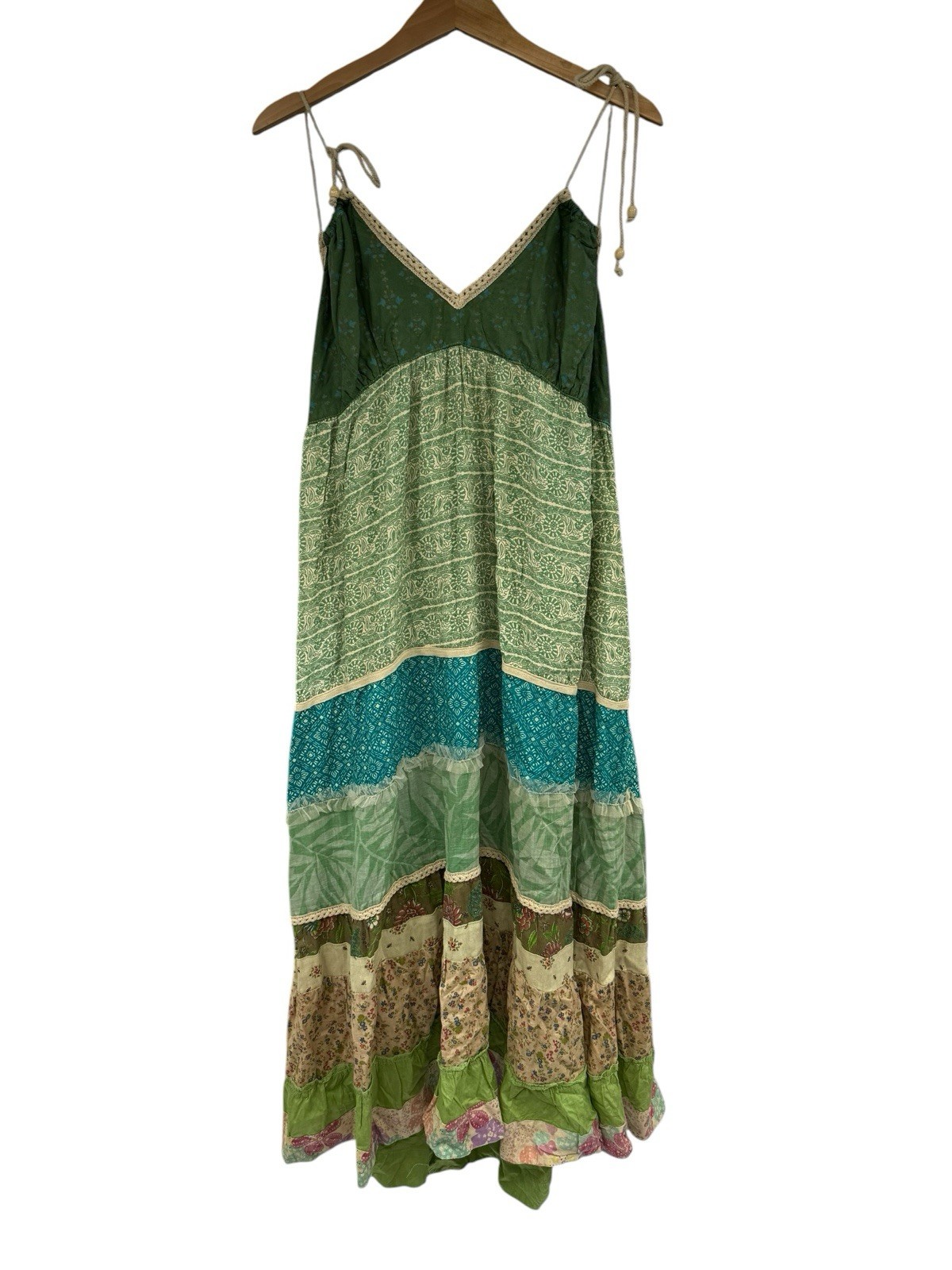 Jaded Gypsy Boho Eclectic Hippie Patchwork Peasant Beach Maxi Dress Size L/XL