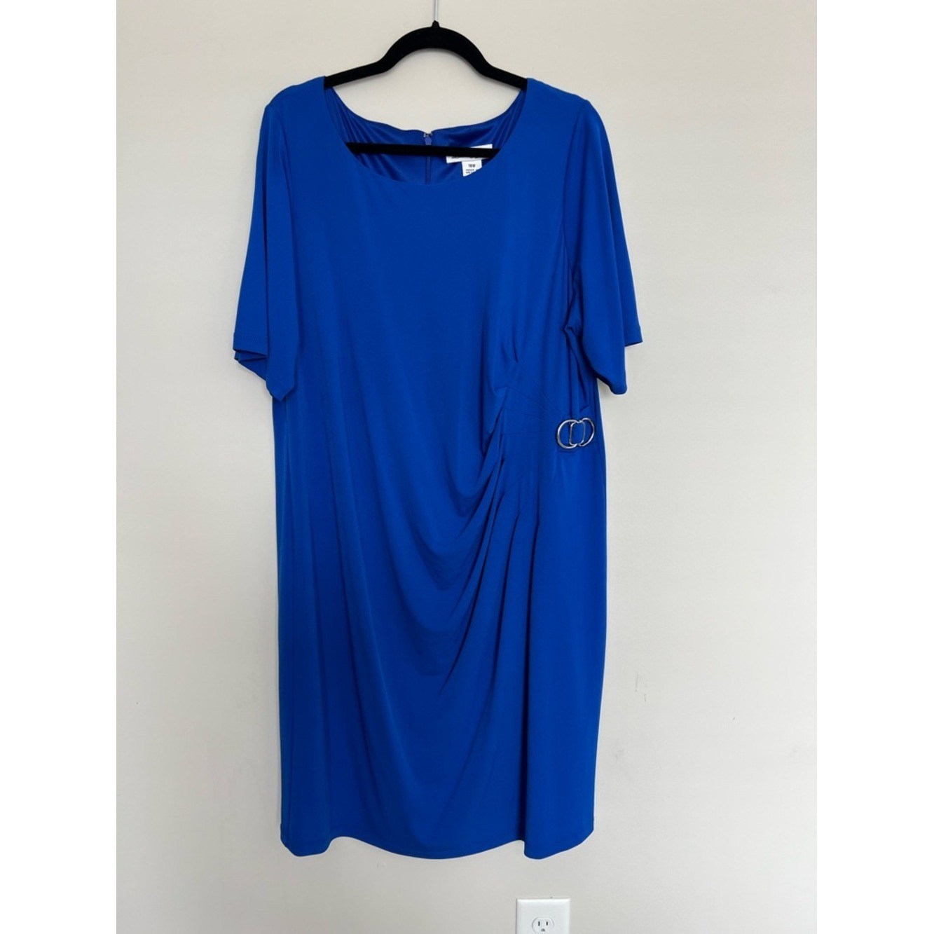 Laura Jeffries Elegant Royal Blue Midi Dress with Side Ring Detail Size 18W